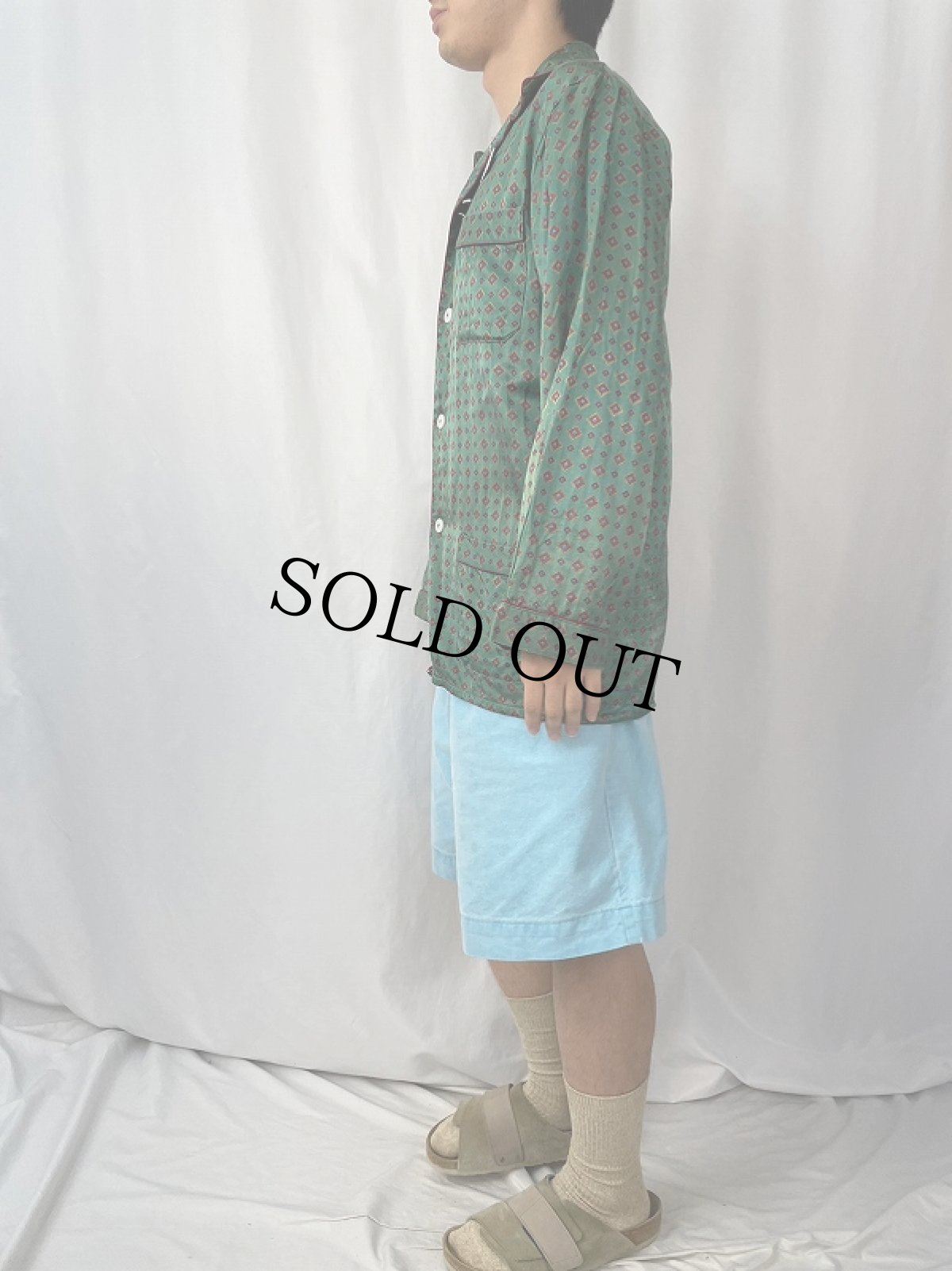 画像3: VINTAGE EURO コットン×レーヨン 総柄 パジャマシャツ (3)