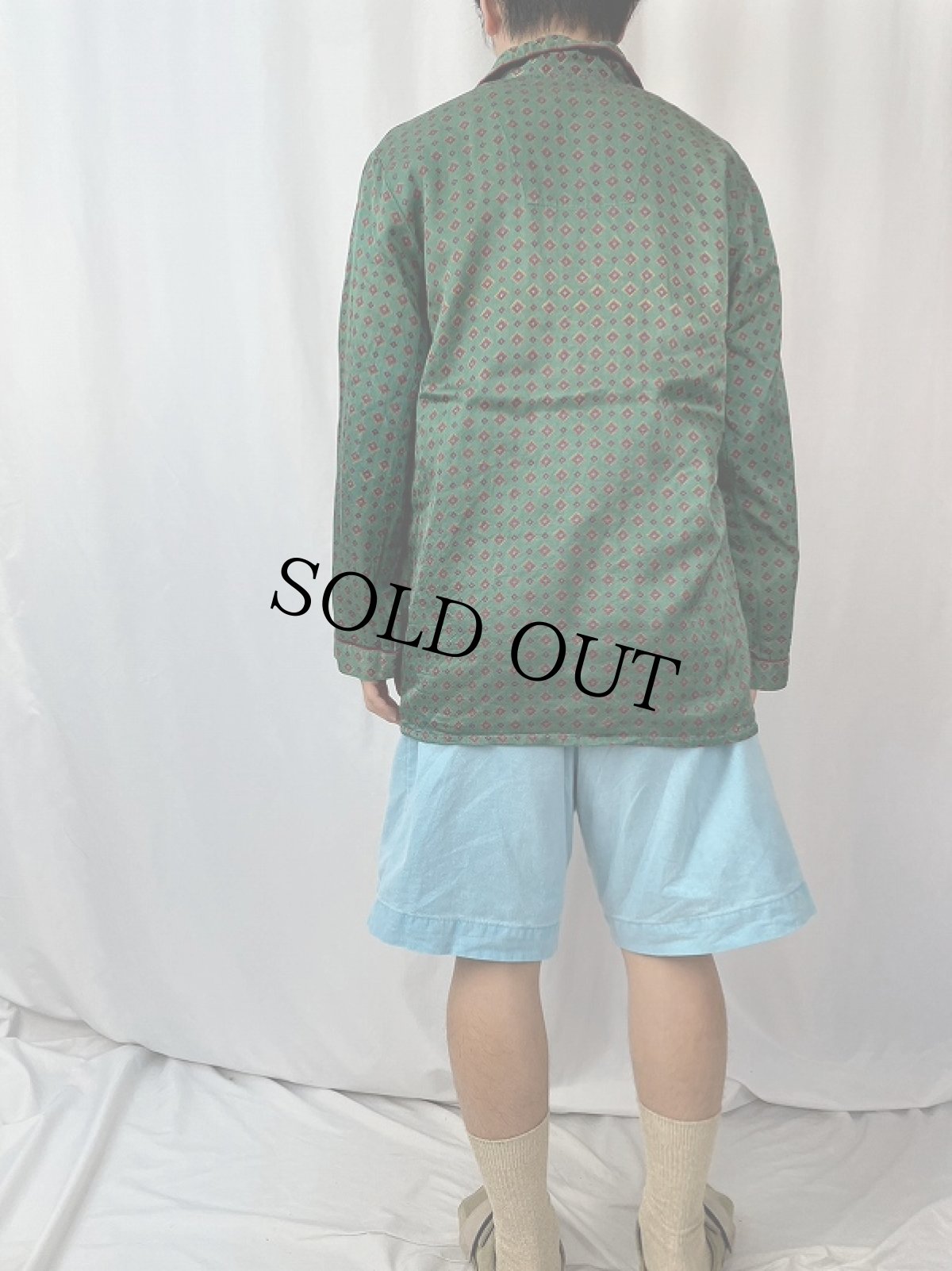 画像4: VINTAGE EURO コットン×レーヨン 総柄 パジャマシャツ (4)