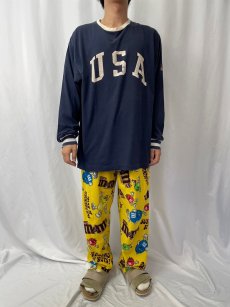 画像2: 90's POLO SPORT Ralph Lauren USA製 "USA" プリントロンT NAVY L (2)