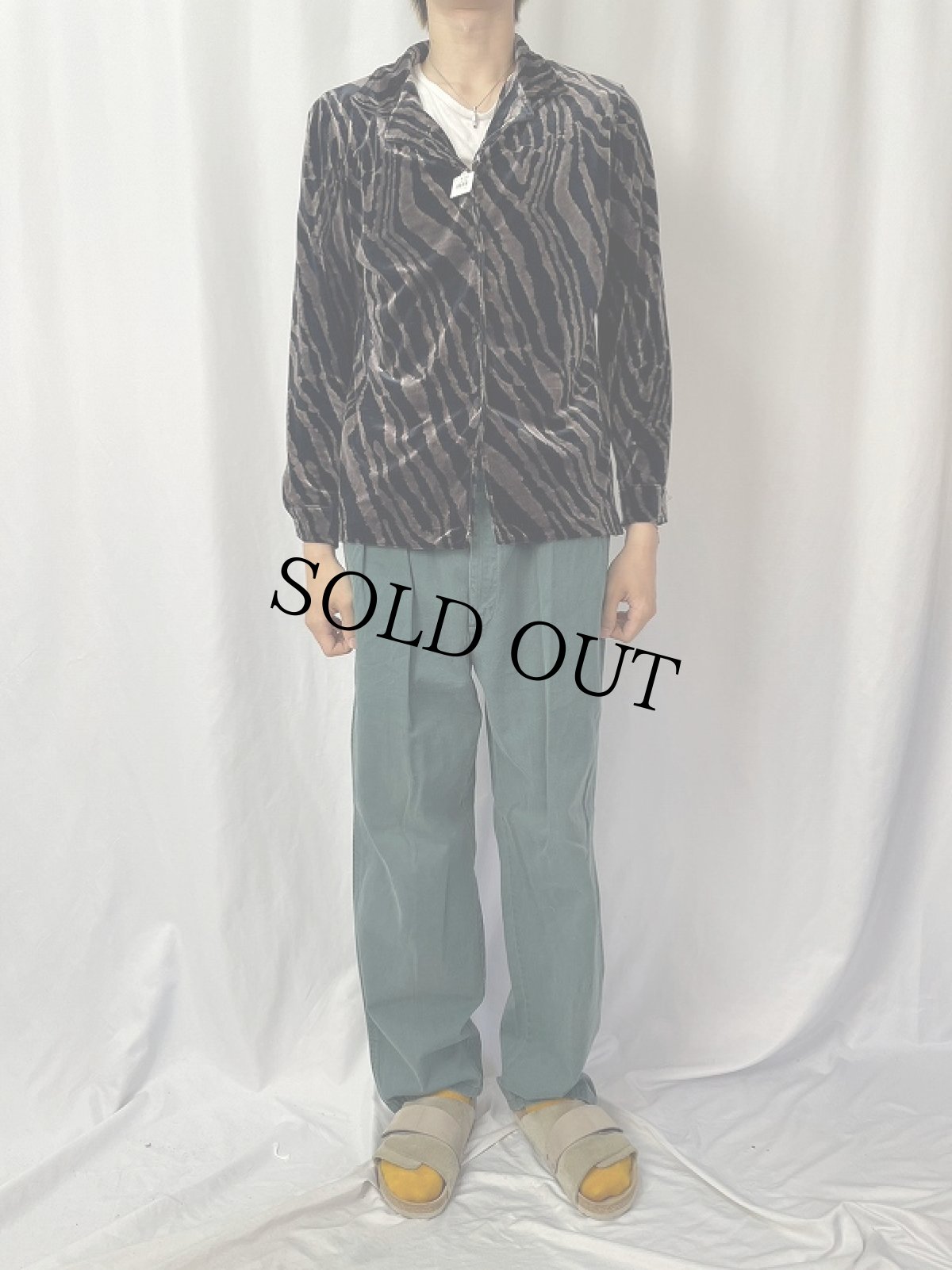 画像2: SAG HARBOR ゼブラ柄 ベロアオープンカラーシャツ (2)