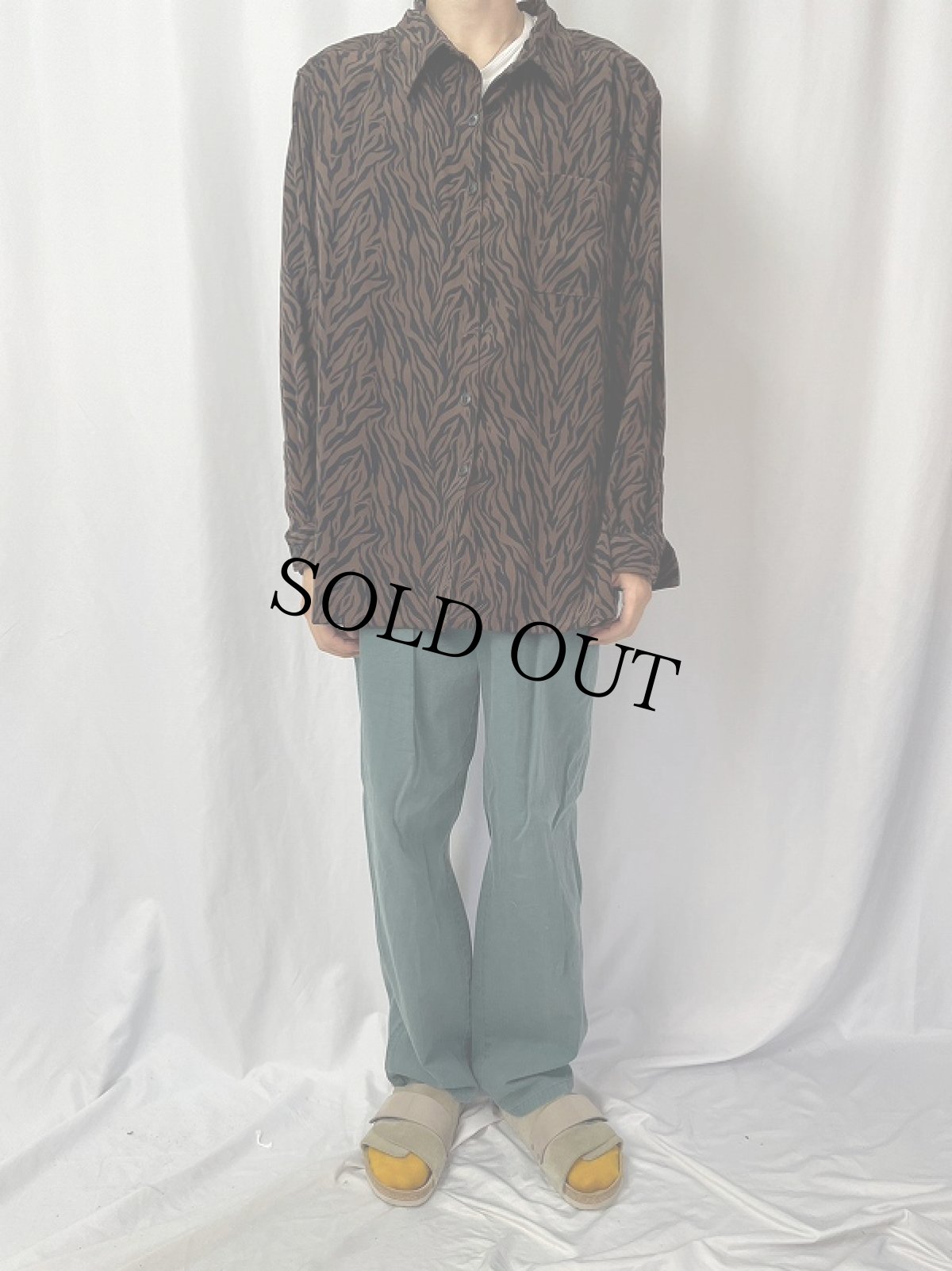 画像2: DENIM & Co. ゼブラ柄 ポリシャツ 3X (2)