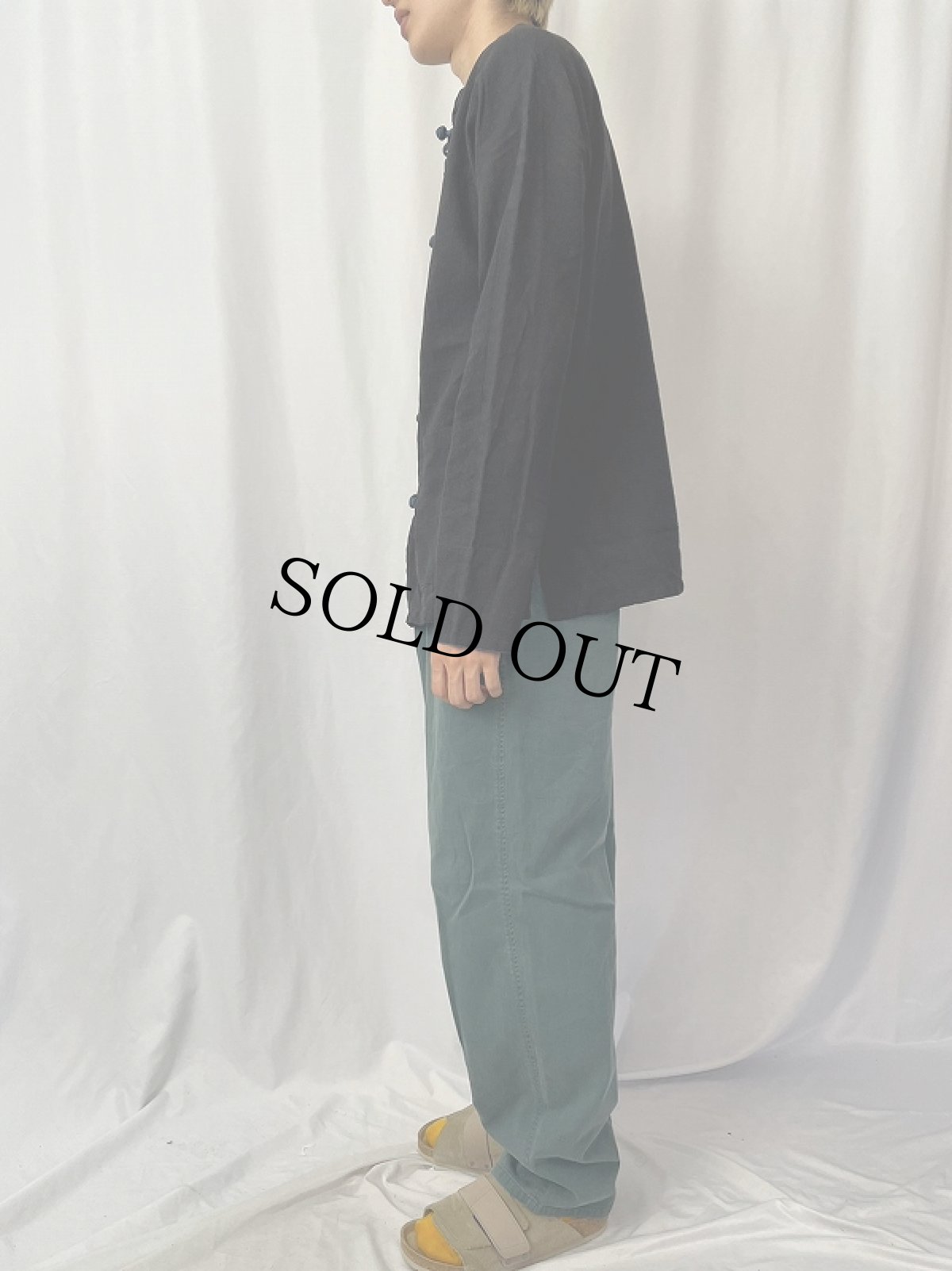 画像3: リネン チャイナシャツ BLACK L (3)