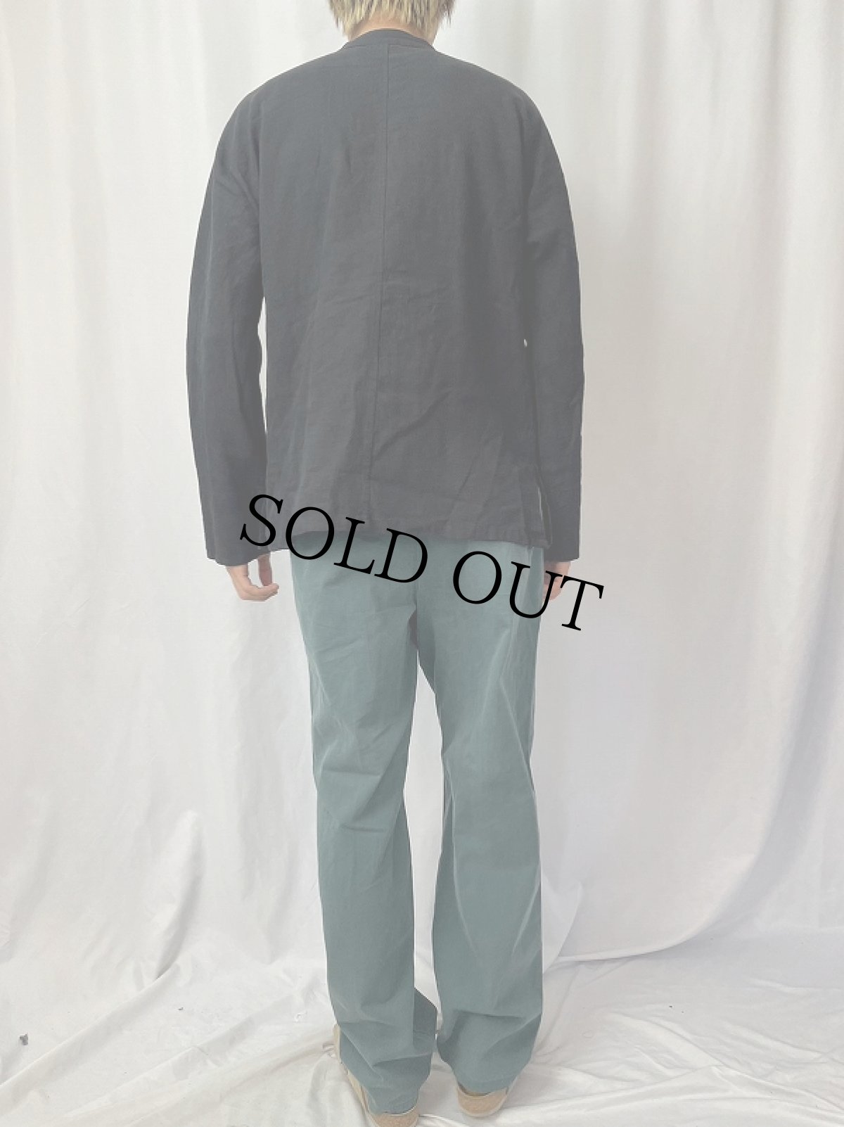 画像4: リネン チャイナシャツ BLACK L (4)