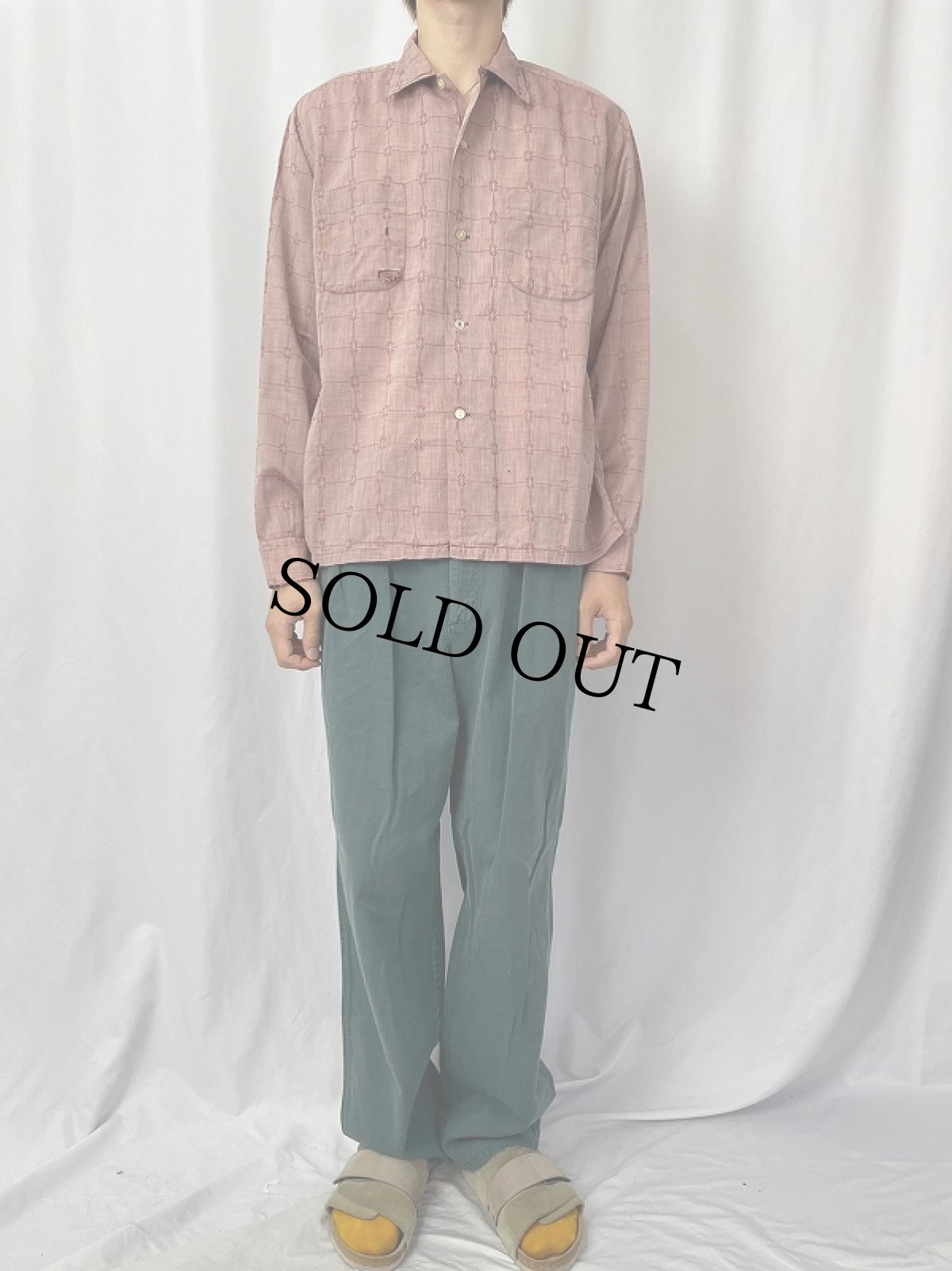 画像2: 60's CAMPUS USA製 総柄 コットンシャツ L (2)