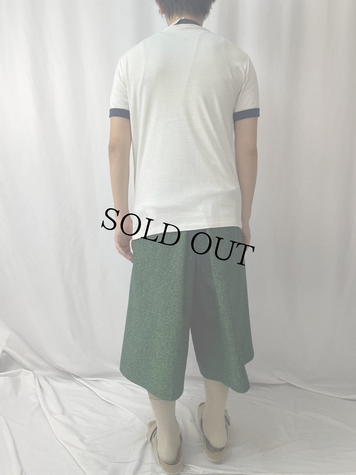 画像4: 80's adidas THAILAND製 フロッキープリント リンガーTシャツ M (4)