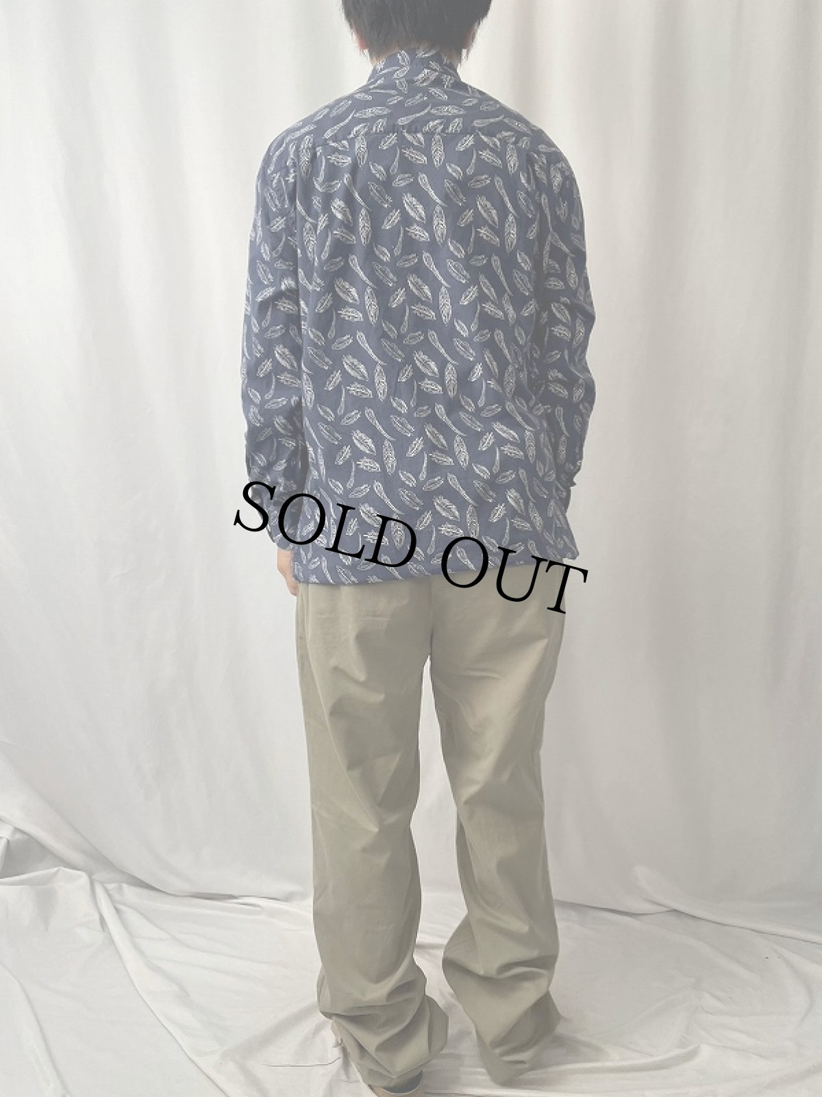 画像4: NICK GRAHAM EVERYWHERE "MODERN FIT" リーフ柄 ボタンダウンシャツ L (4)