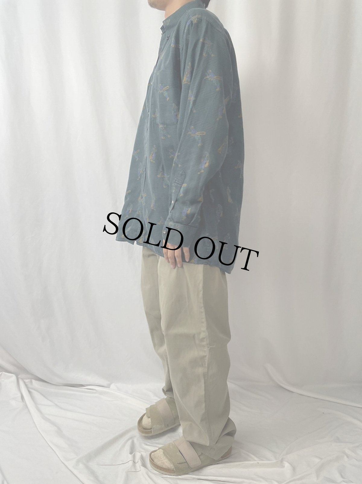 画像3: Bobby Jones ゴルフイラスト柄 コットンボタンダウンシャツ L (3)