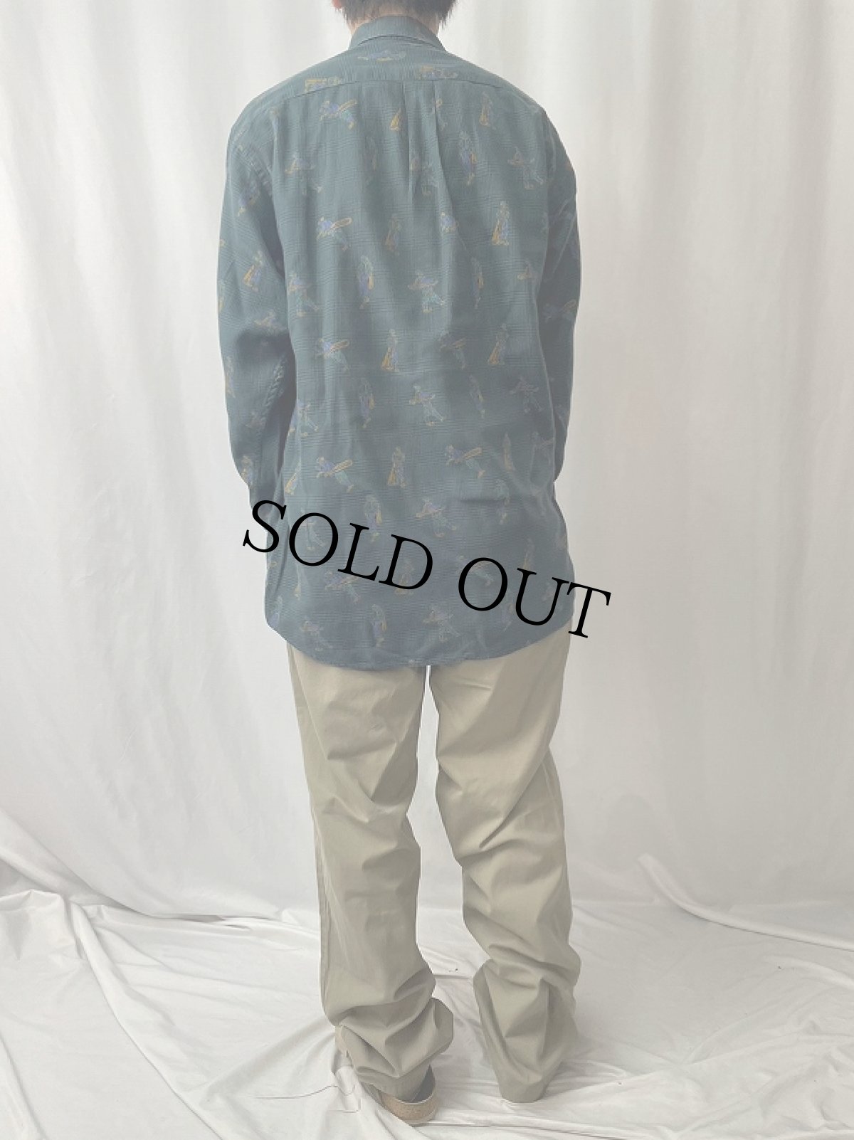 画像4: Bobby Jones ゴルフイラスト柄 コットンボタンダウンシャツ L (4)