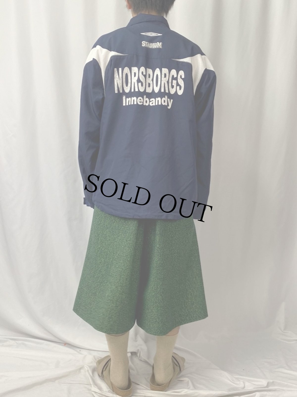 画像4: 2000's UMBRO ロゴ刺繍 メッシュ切り替え ジップジャケット NAVY M (4)