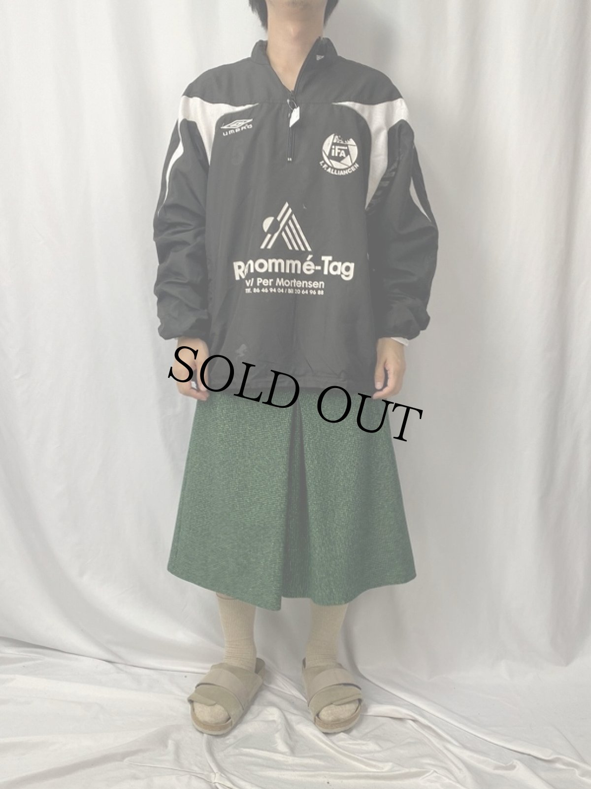 画像3: 2000's UMBRO ロゴ刺繍 メッシュ切り替え プルオーバージャケット BLACK XL (3)