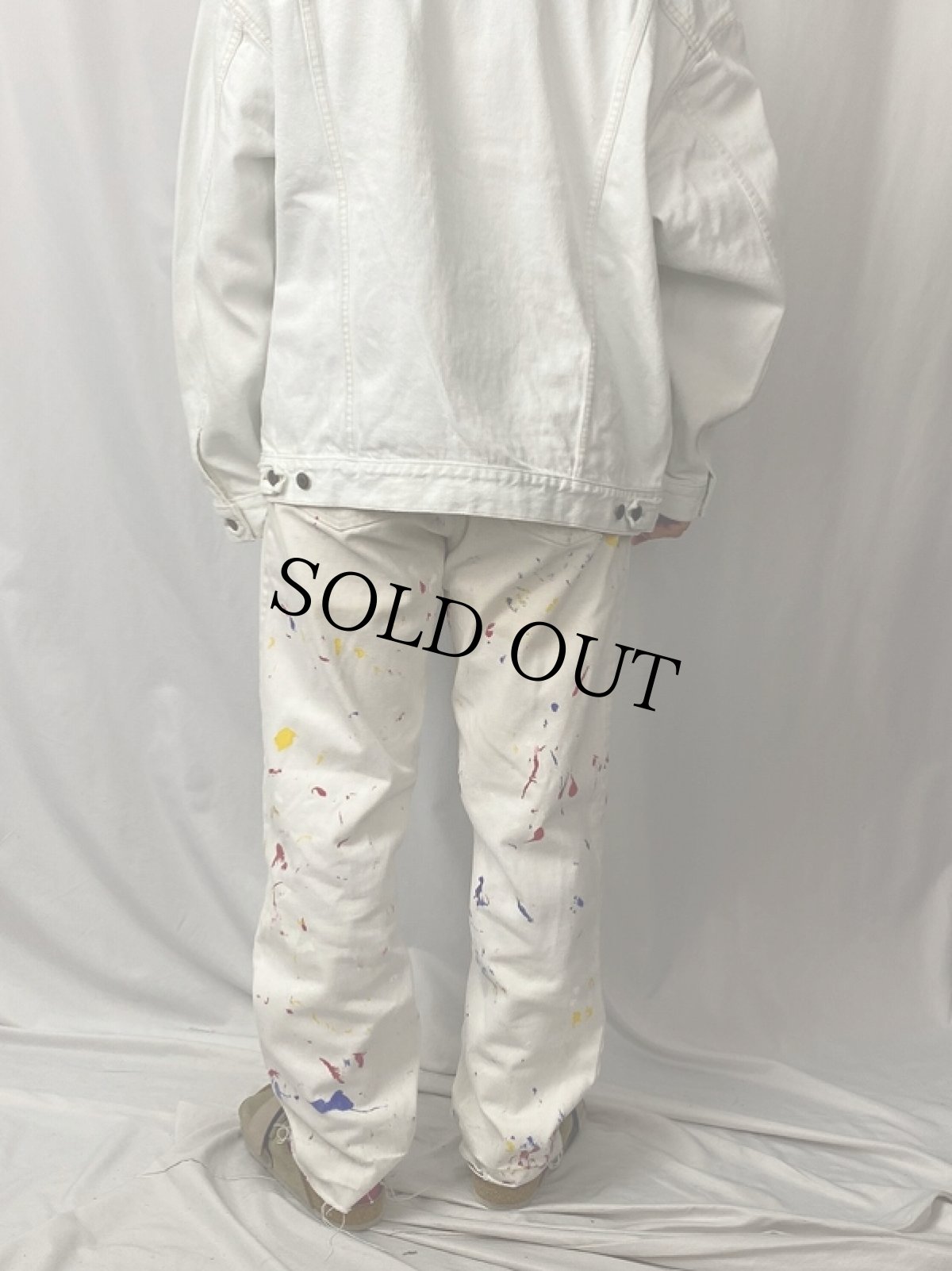画像4: 90's Levi's 550 USA製 ペンキペイント ホワイトデニムパンツW33 (4)
