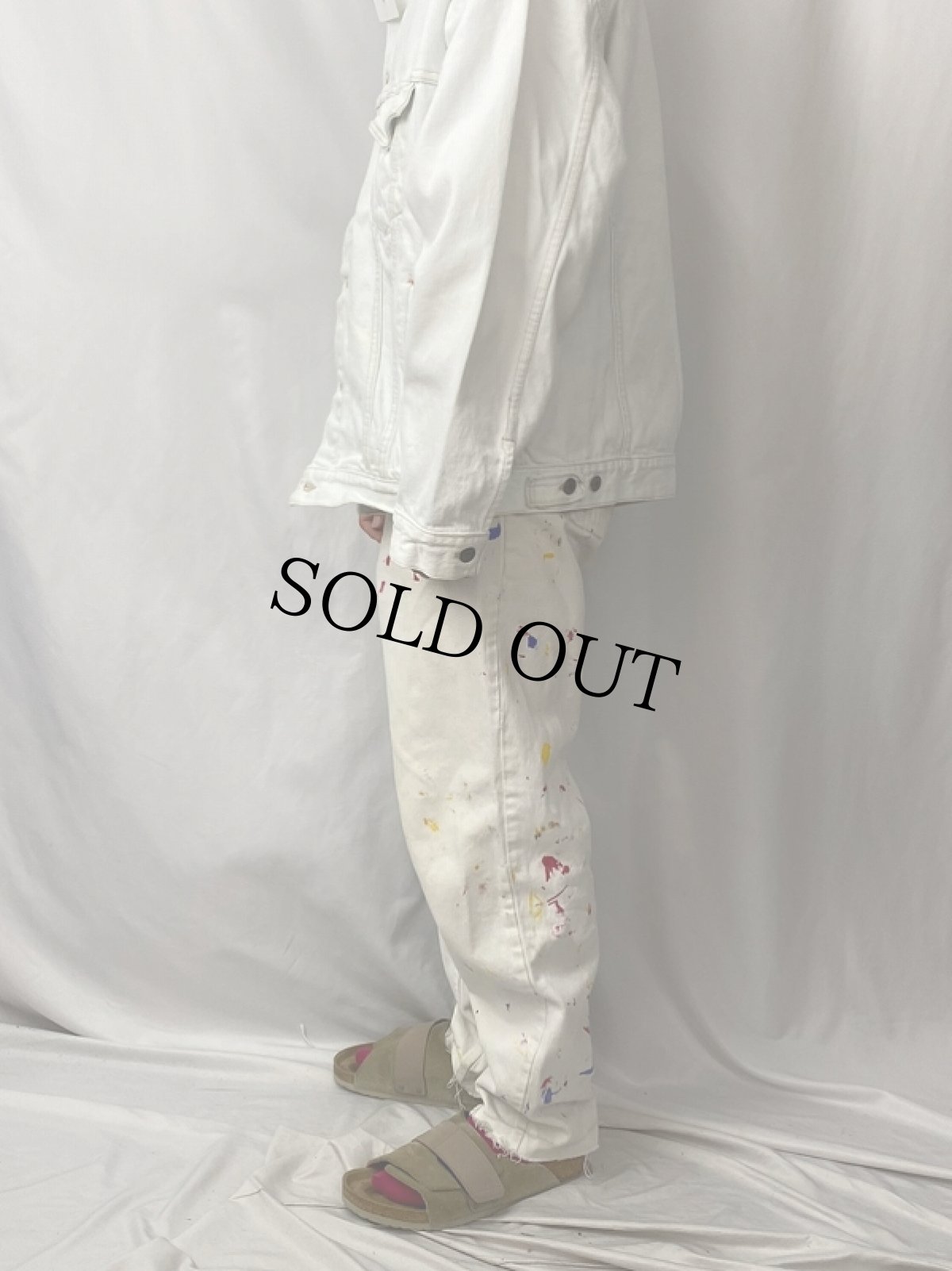 画像3: 90's Levi's 550 USA製 ペンキペイント ホワイトデニムパンツW33 (3)