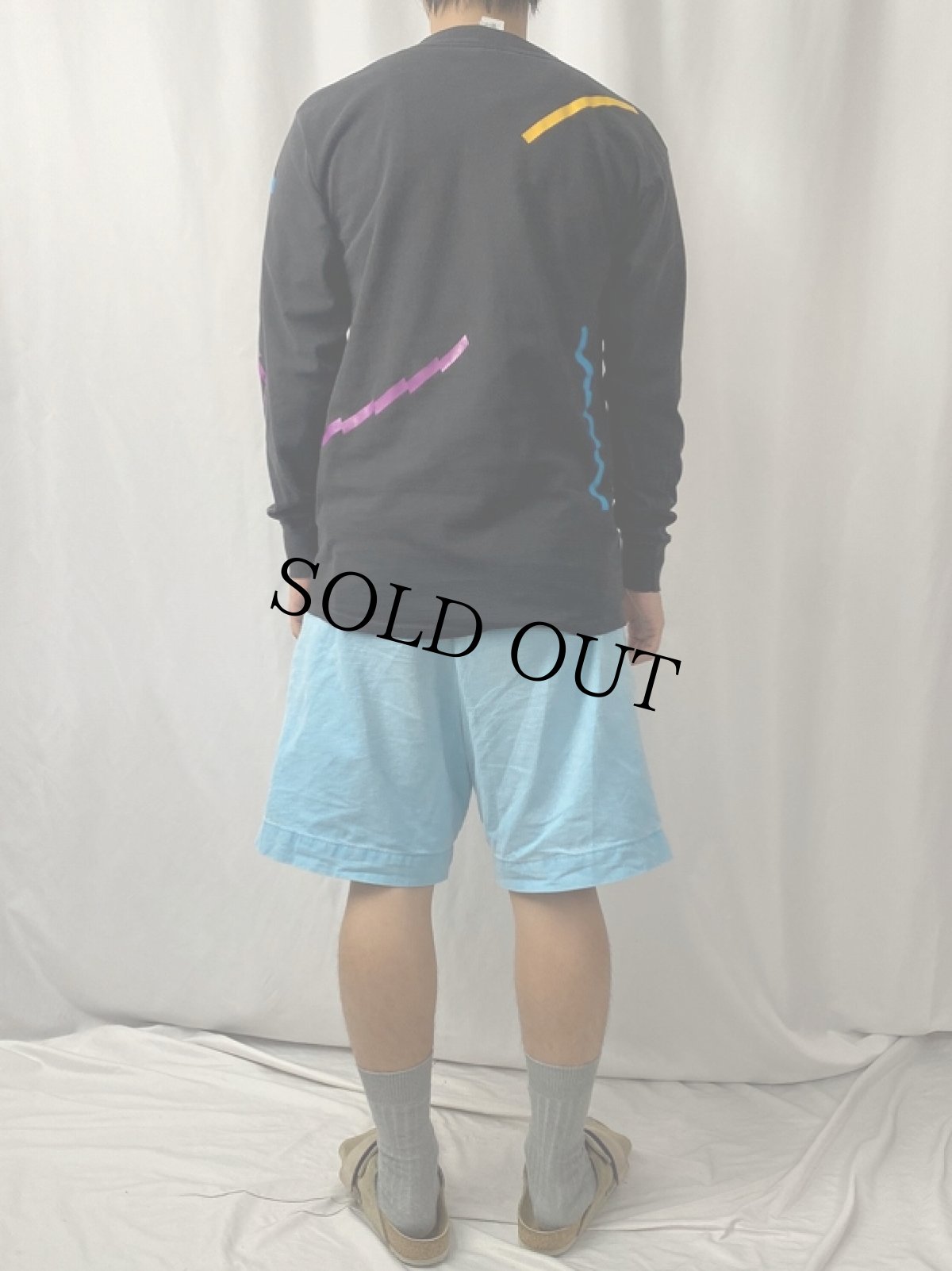 画像4: 80's apple USA製 "PACIFIC CREW" プリントロンT BLACK L (4)