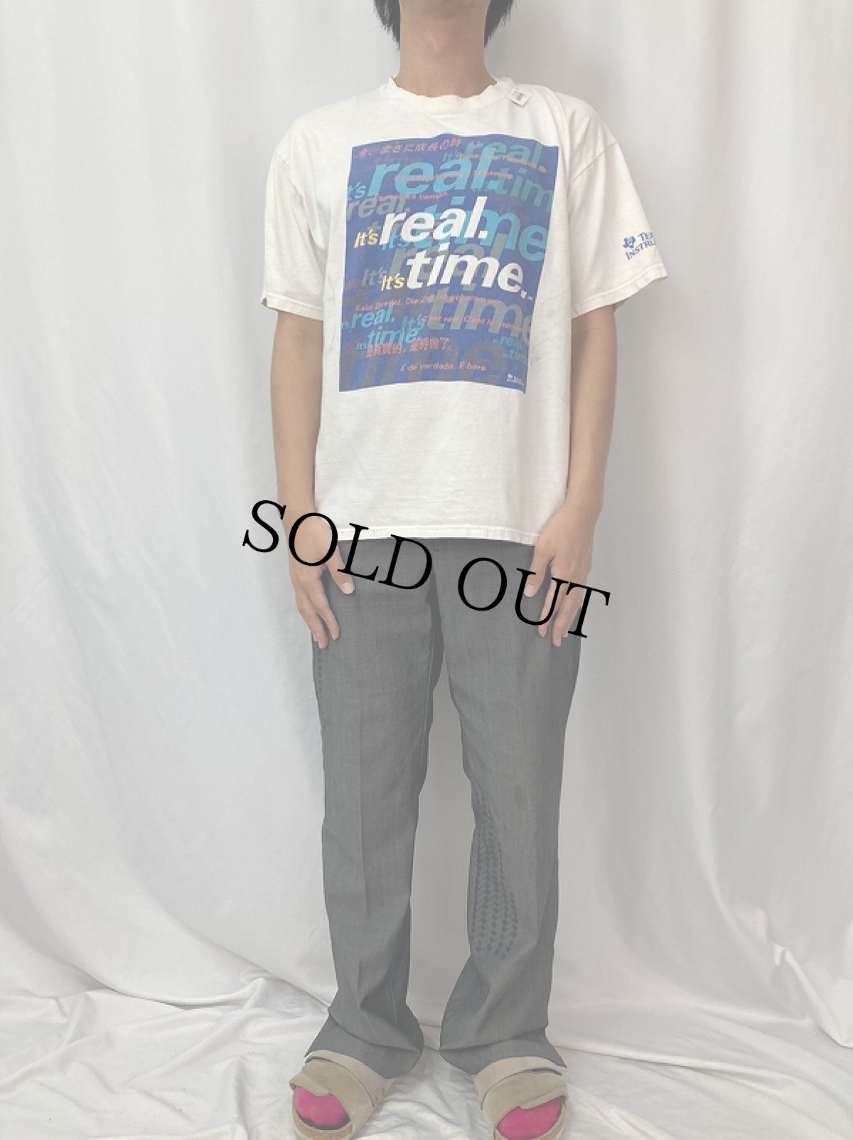 画像2: 2000's TEXAS INSTRUMENTS "It's real. It's time" テクノロジー企業 プリントTシャツ L (2)