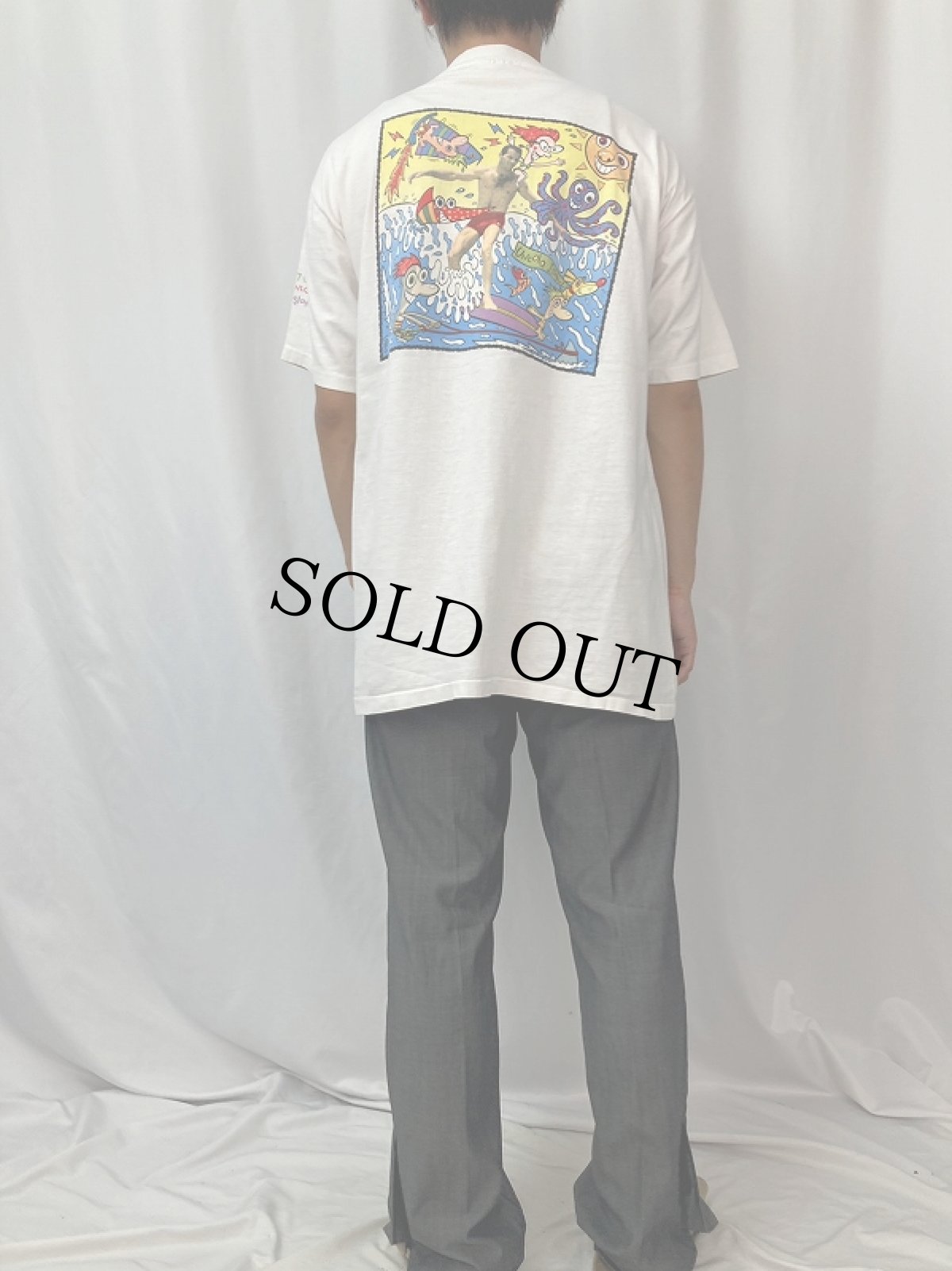 画像4: 90's 7UP UNCOLA ISLAND USA製 アート×フォトTシャツ (4)