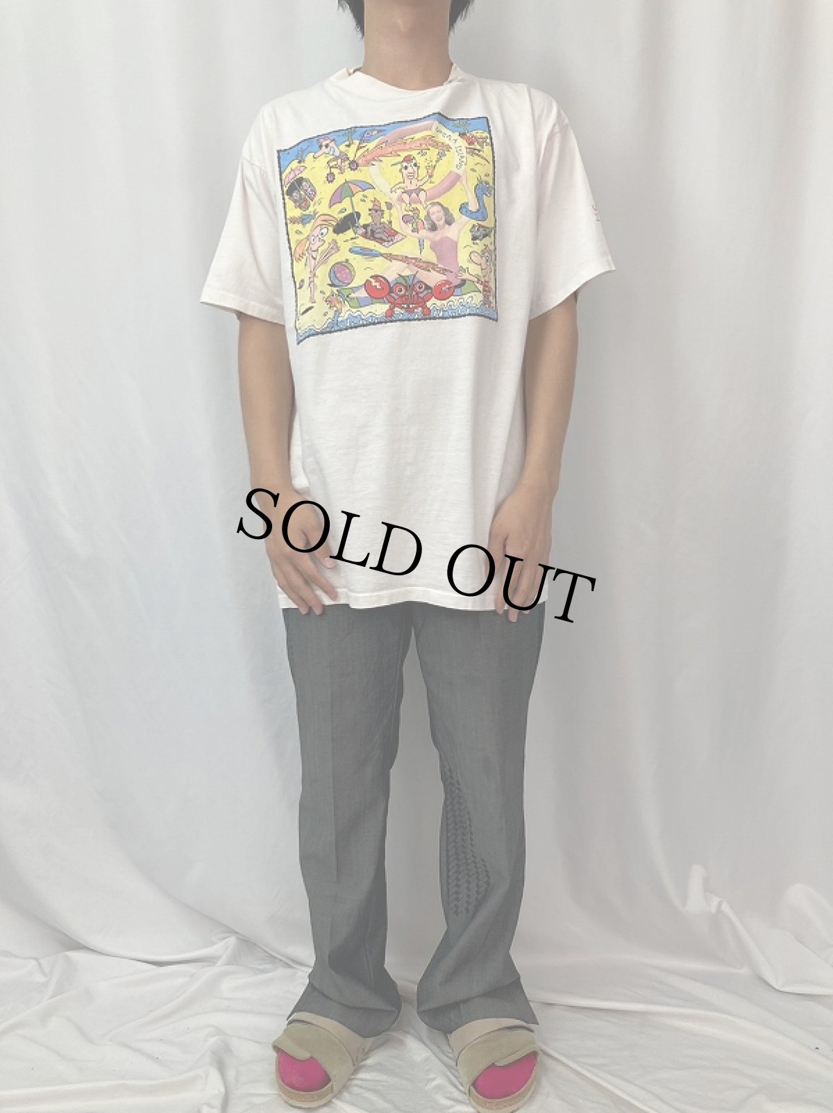 画像2: 90's 7UP UNCOLA ISLAND USA製 アート×フォトTシャツ (2)