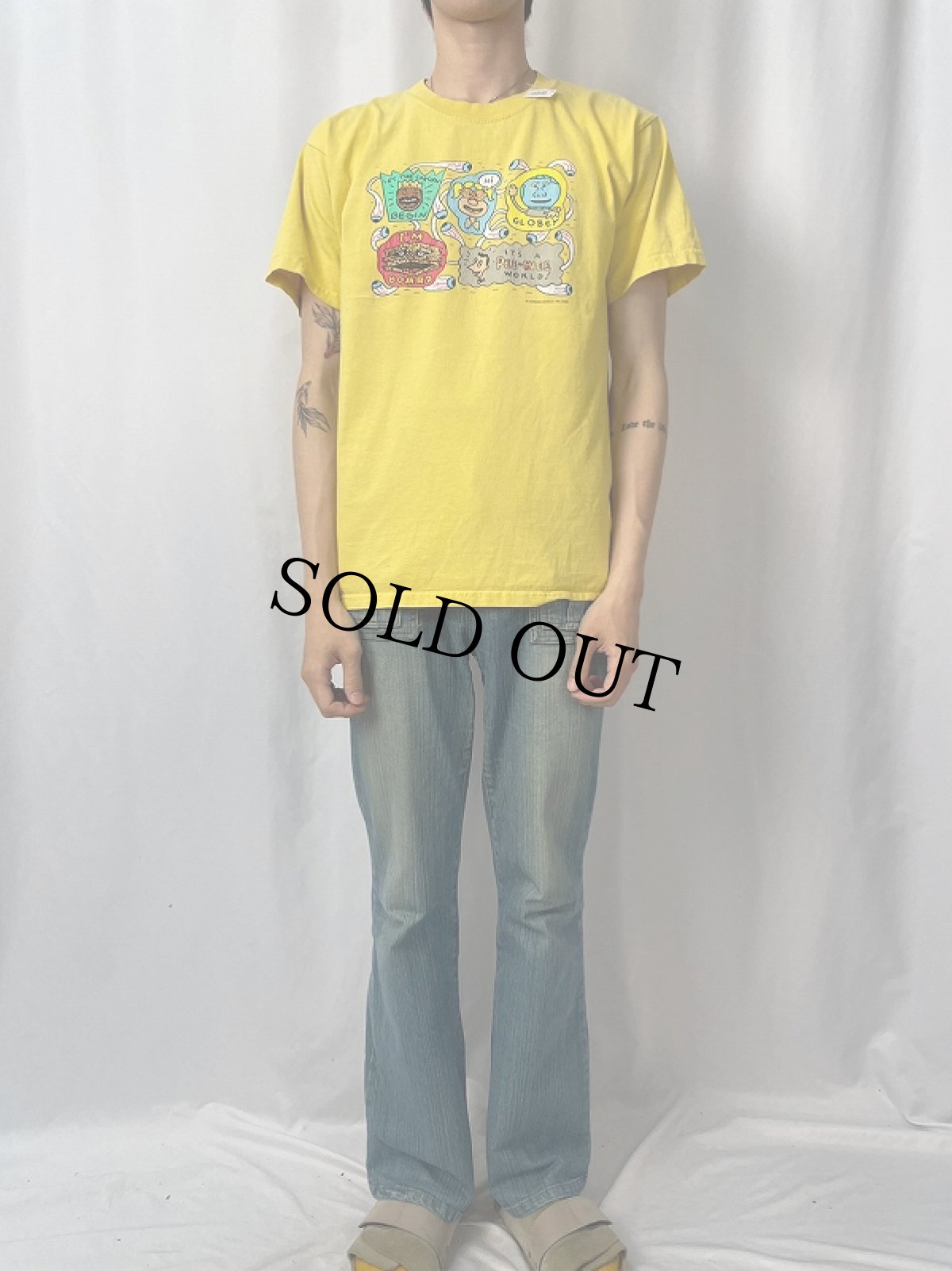 画像2: 2000's "IT'S A PEE-WEE WORLD" イラストプリントTシャツ M (2)