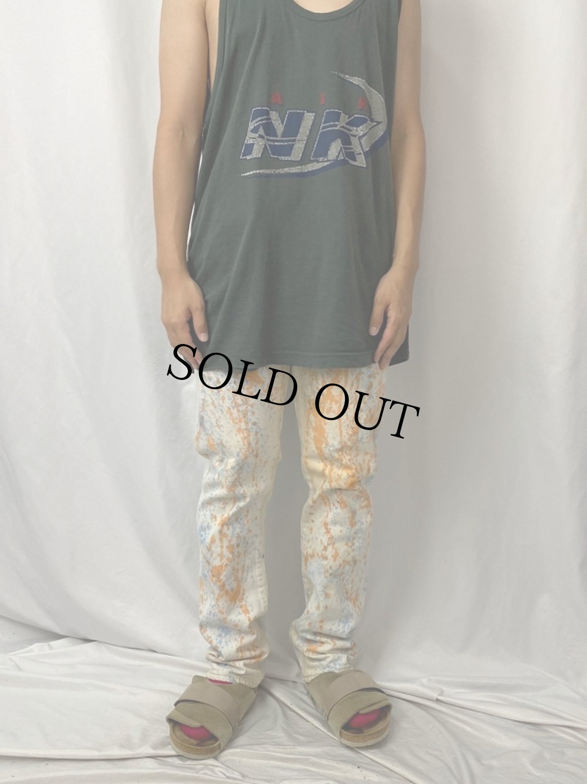 画像2: 90's Levi's 501 USA製 ペイント ホワイトデニムパンツ W29 (2)