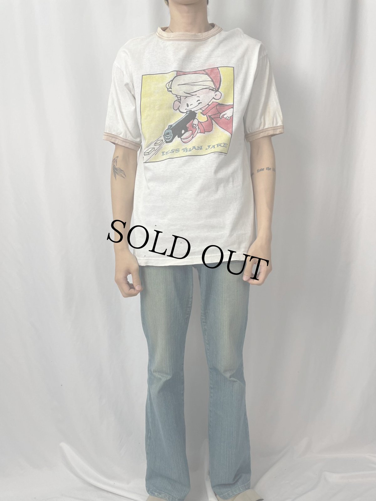 画像2: 90's Less Than Jake USA製 スカコアバンドリンガーTシャツ M (2)