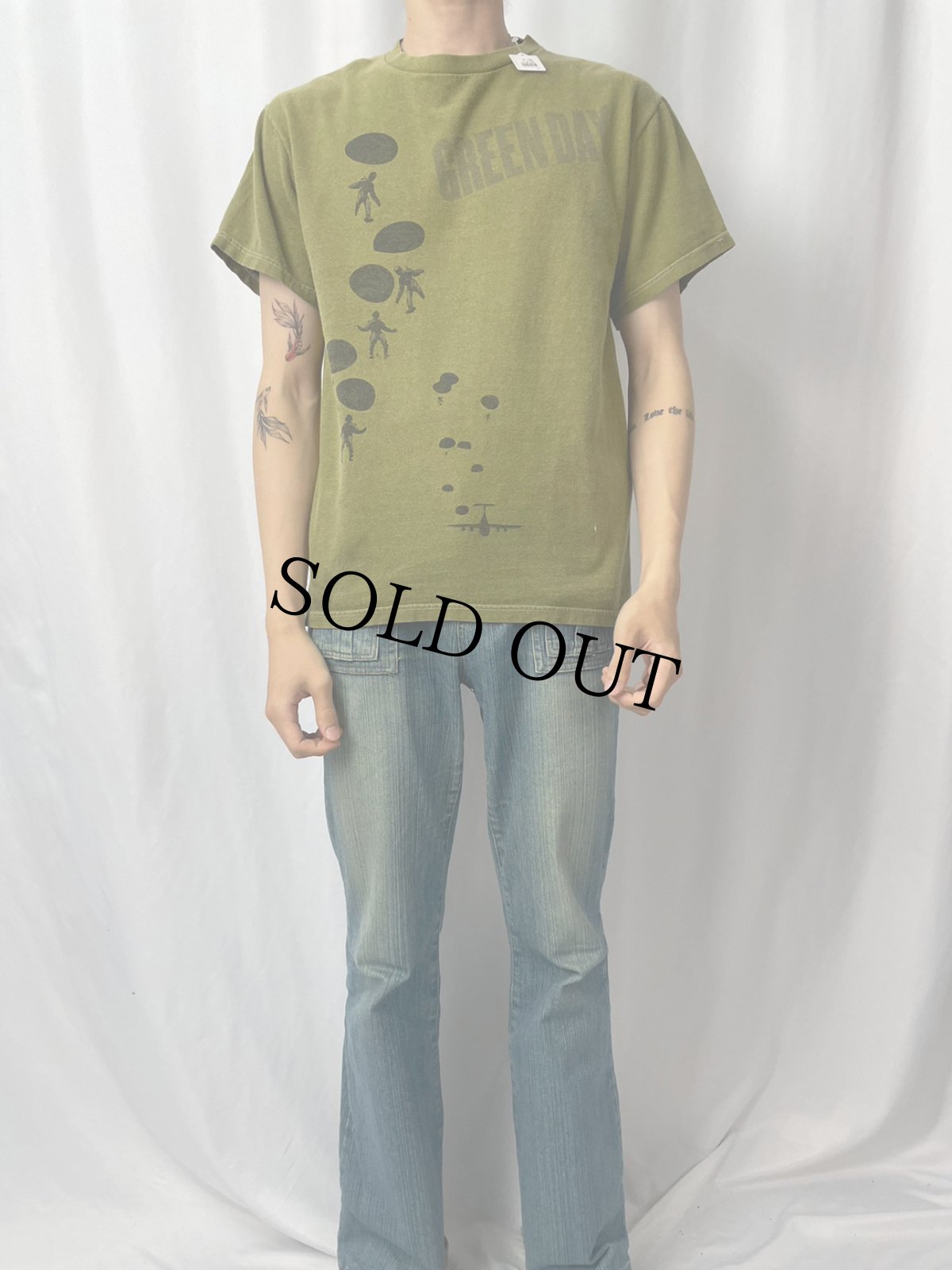 画像2: GREEN DAY パンクロックバンドTシャツ M (2)