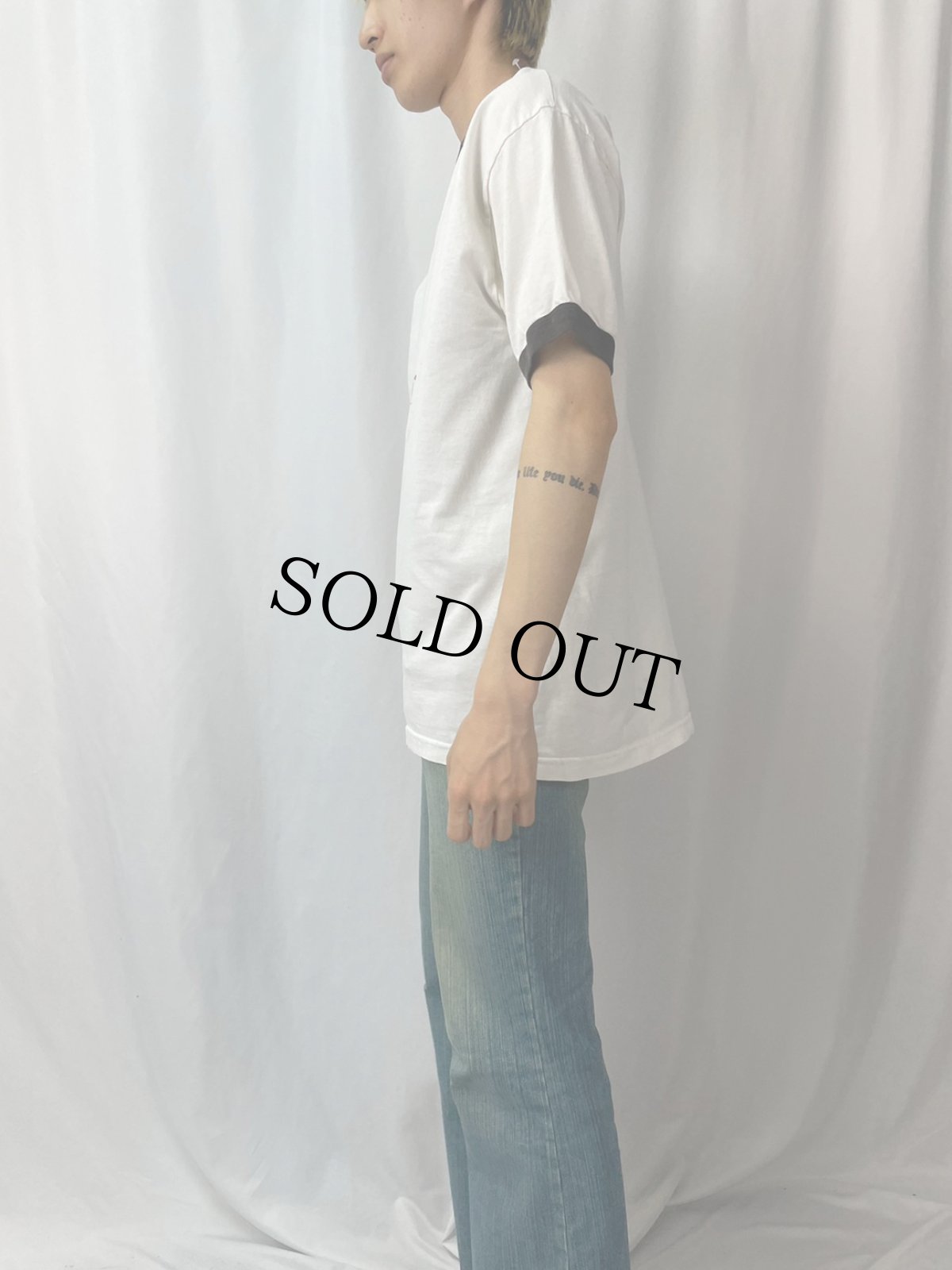 画像3: 2000's Weezer "Thank you!" オルタナロックバンド リンガーTシャツ L (3)