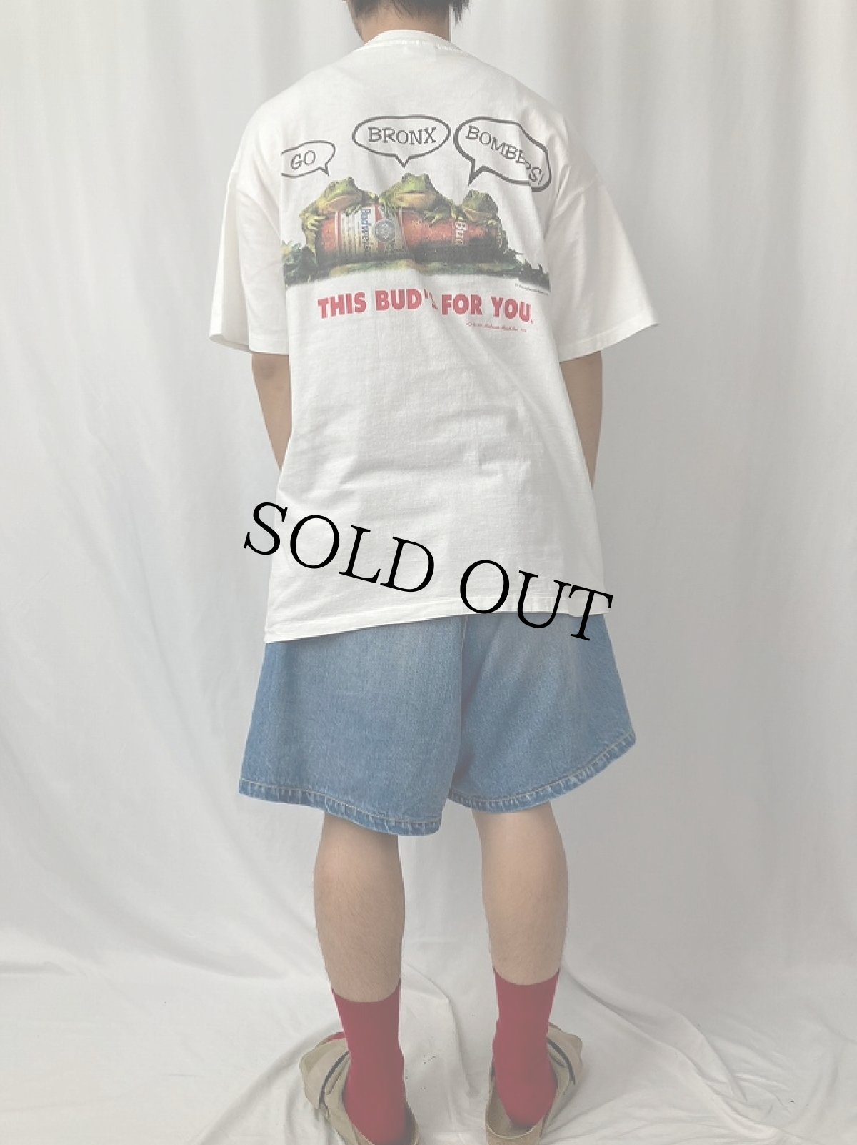 画像5: 90's Budweiser "BUD MAN Yankees FAN" ビールメーカープリントTシャツ XL (5)