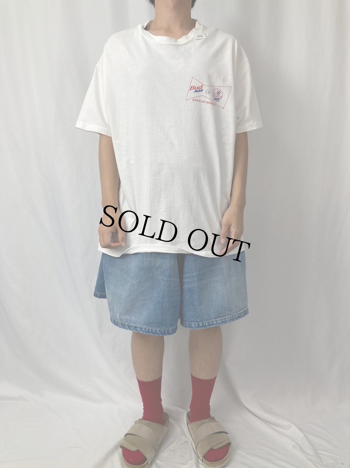 画像3: 90's Budweiser "BUD MAN Yankees FAN" ビールメーカープリントTシャツ XL (3)