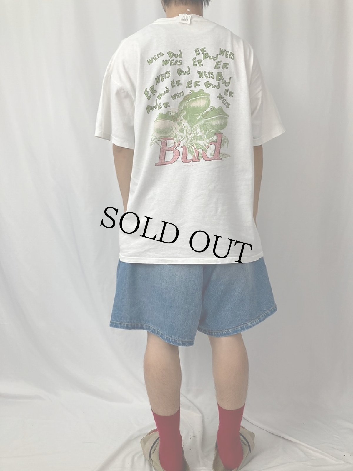 画像5: 90's Budweiser "Bud" カエルイラスト ビールメーカープリントTシャツ XL (5)