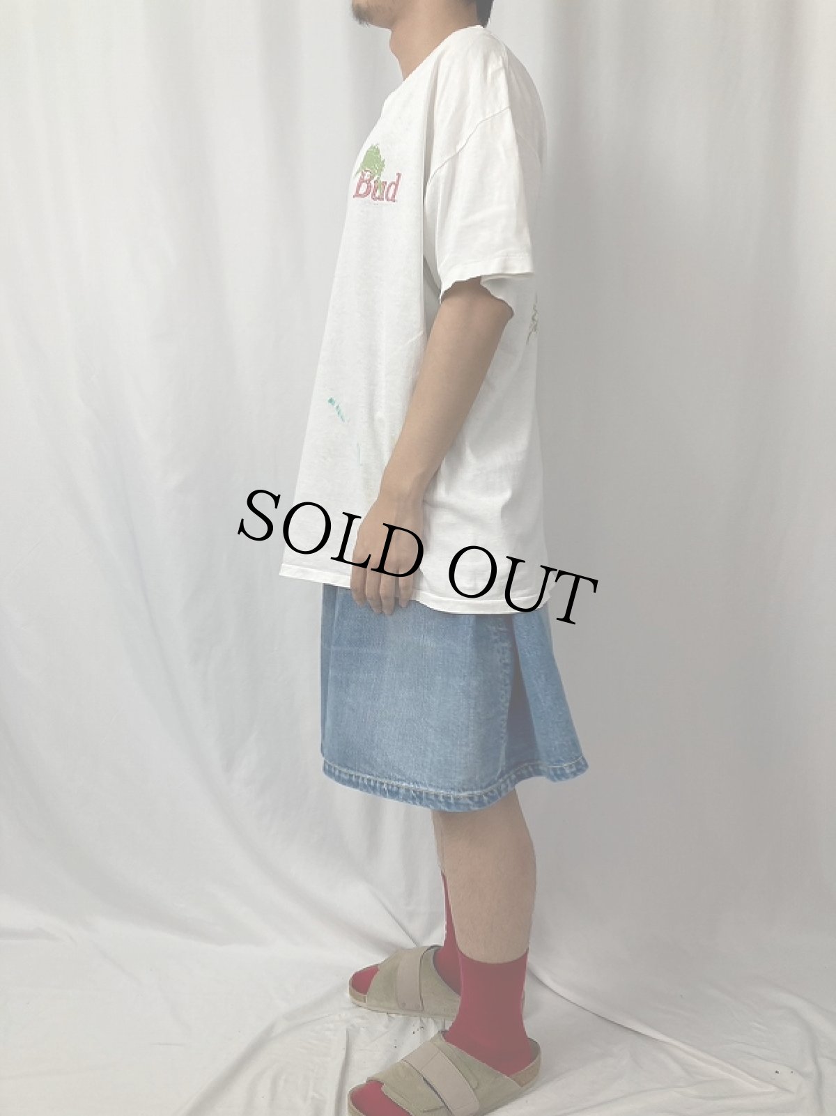 画像4: 90's Budweiser "Bud" カエルイラスト ビールメーカープリントTシャツ XL (4)