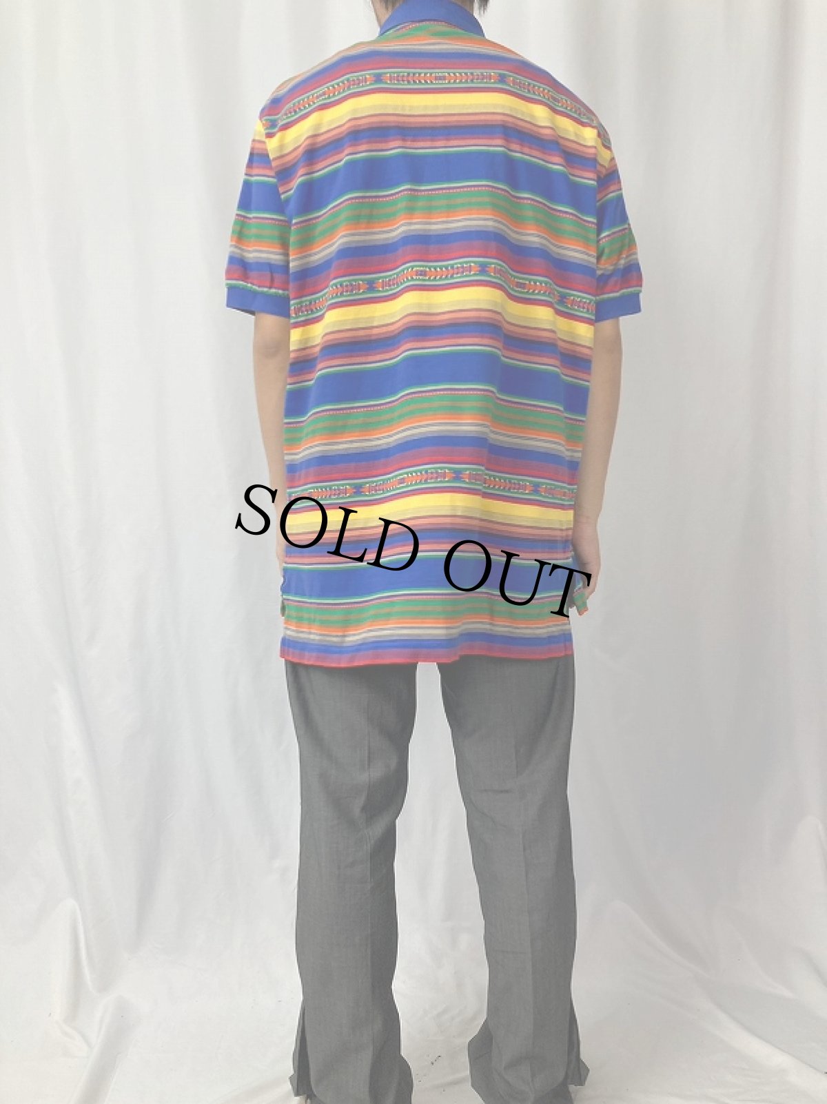 画像4: POLO Ralph Lauren ネイティブボーダー柄 ロゴ刺繍 ポロシャツ L (4)