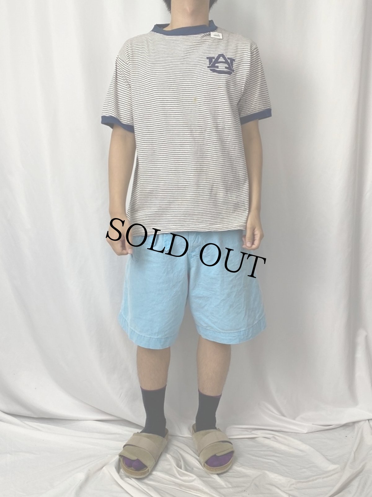 画像2: 60’s Princeton "UA" ボーダー柄 染み込みプリントTシャツ XL (2)