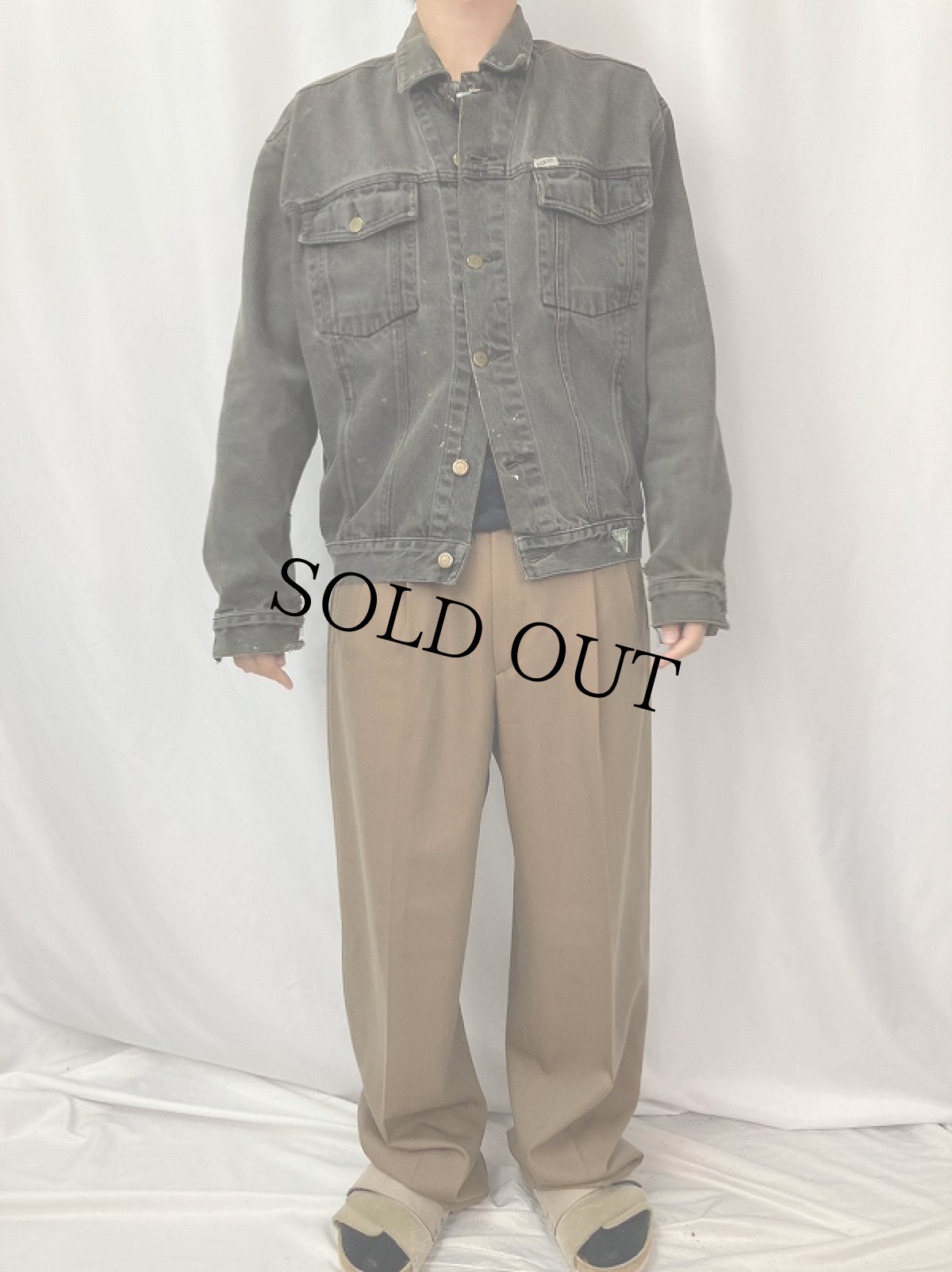 画像2: 80's GUESS USA製 "GEORGES MARCIANO" ブラックデニムジャケット L (2)