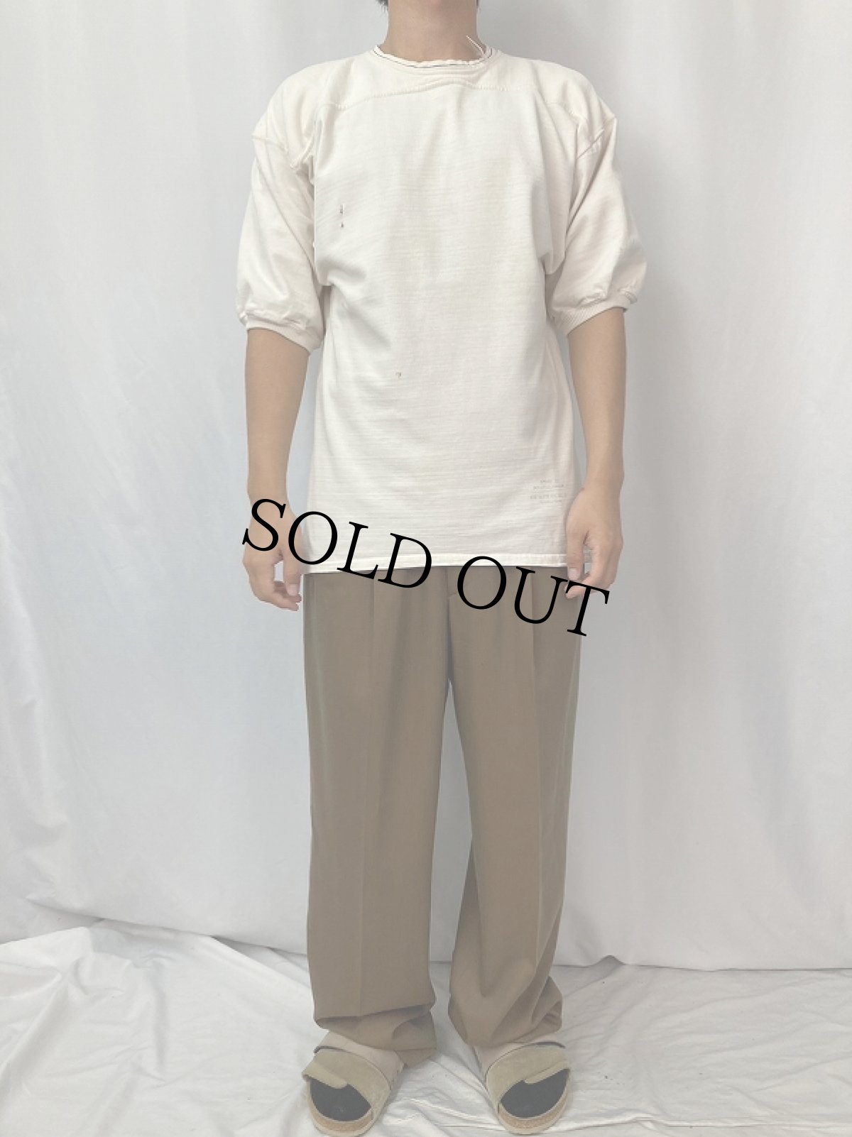 画像2: 50〜60's SOUTHLAND ATH.MFG.CO. "C.H.S." 染み込みプリント フットボールTシャツ (2)