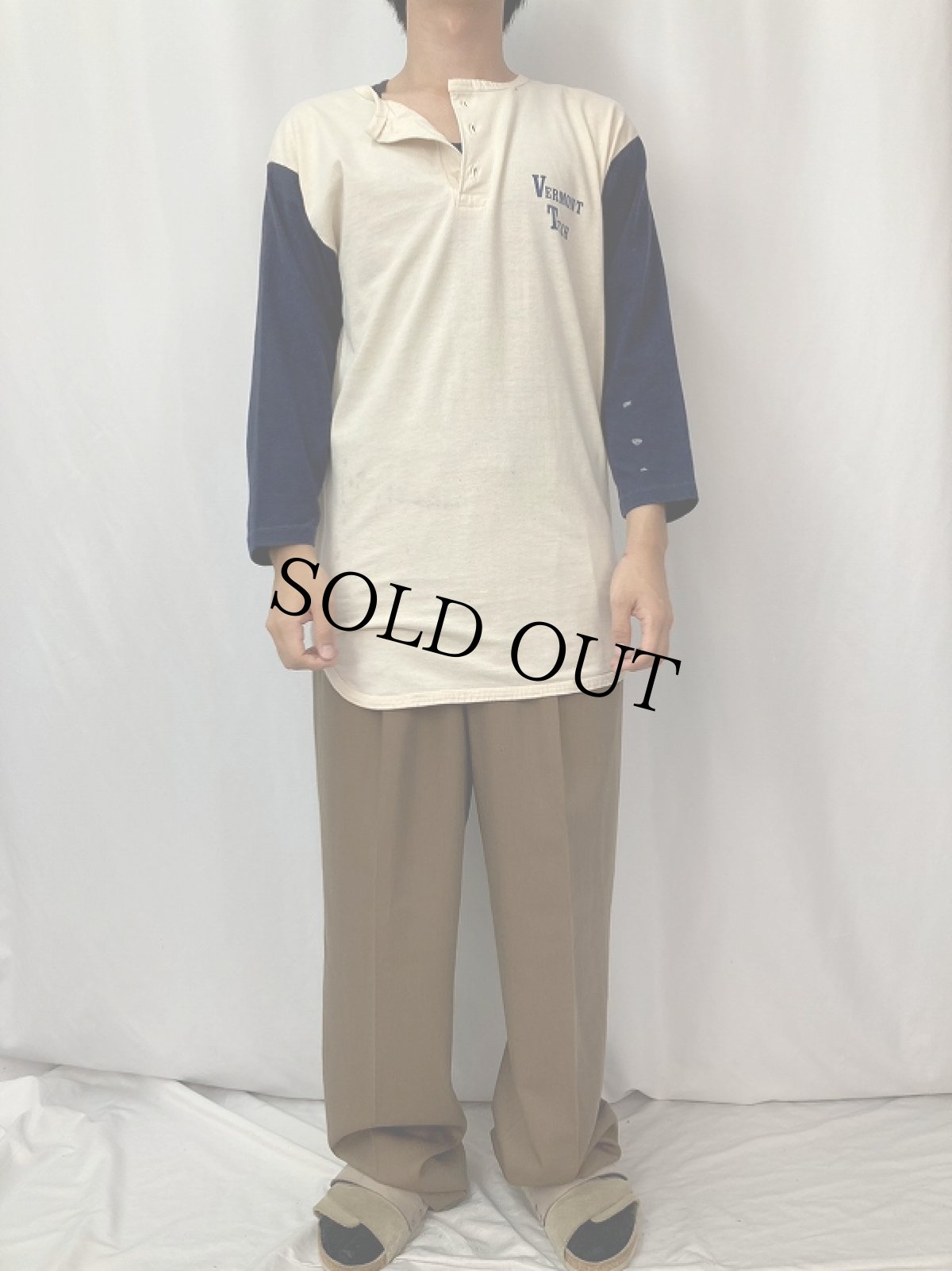 画像2: 80's Champion トリコタグ USA製 "VERMONT TECH" ヘンリーネックロンＴ XL (2)