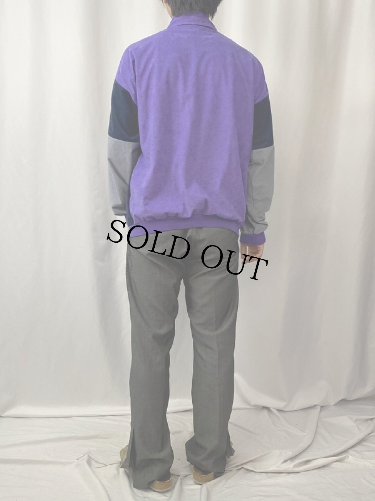 画像4: 〜80's TONIC SPORT ロゴ刺繍 切り替えデザイン ベロアジャージ M (4)