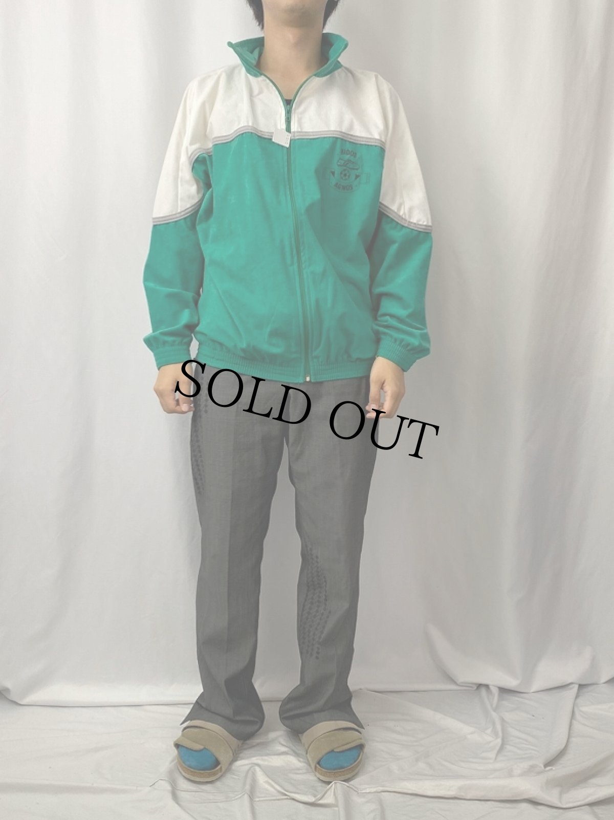 画像2: 70〜80's "BIDOS AGNOS" ロゴプリント 切り替えデザイン ベロアジャージ (2)