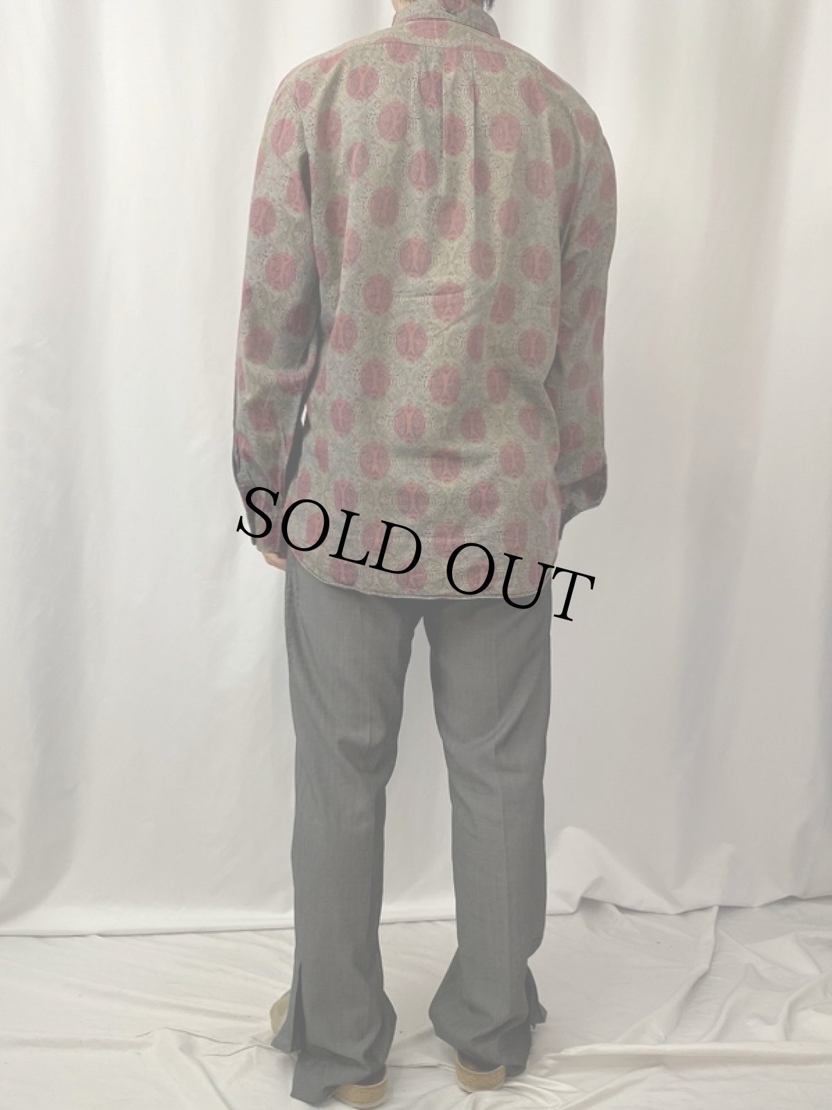 画像4: 60's PILGRIM 総柄 コットン ボタンダウンシャツ L (4)