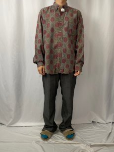 画像2: 60's PILGRIM 総柄 コットン ボタンダウンシャツ L (2)