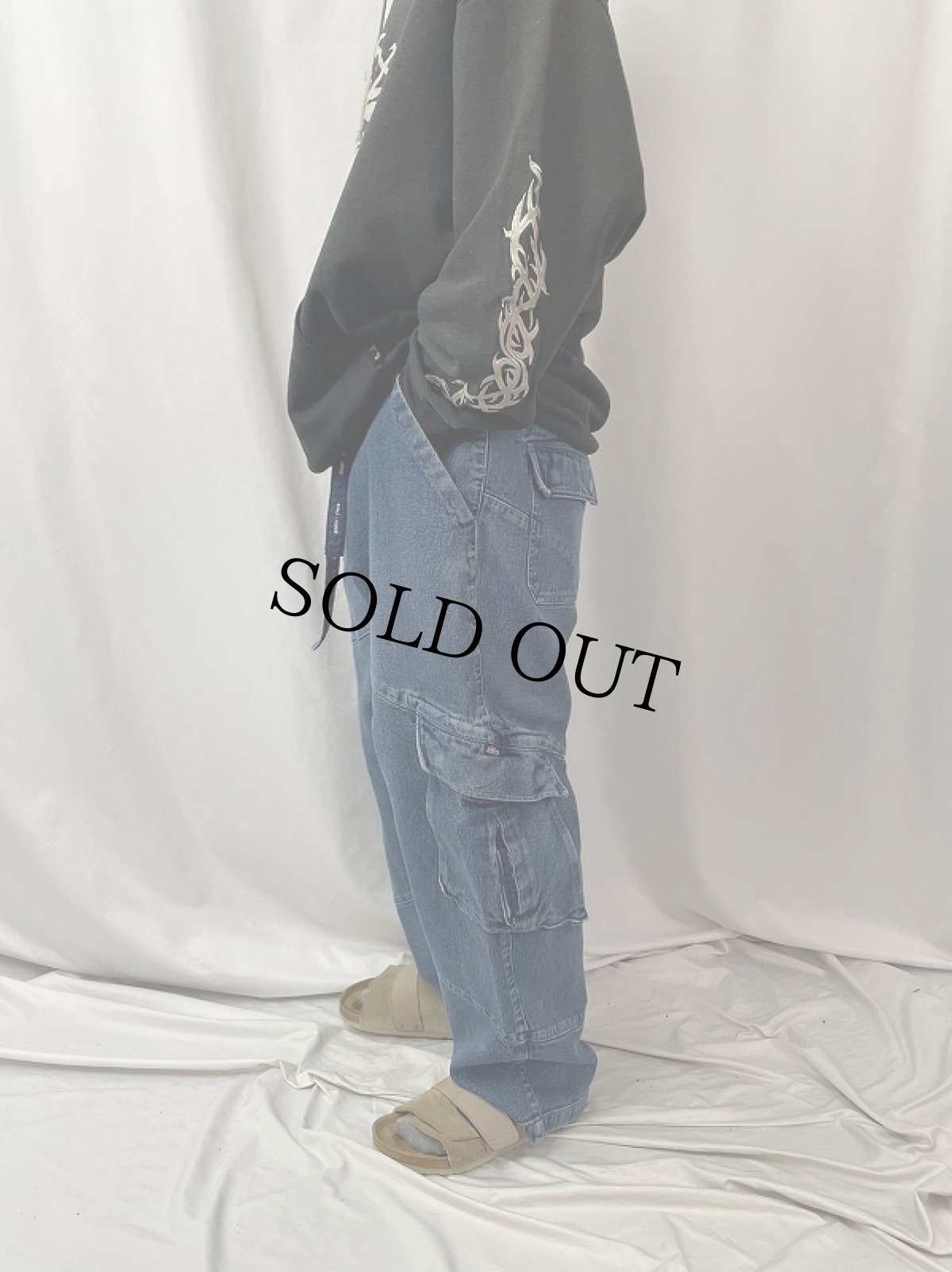 画像3: ESCO デザイン デニムカーゴパンツ W35 (3)