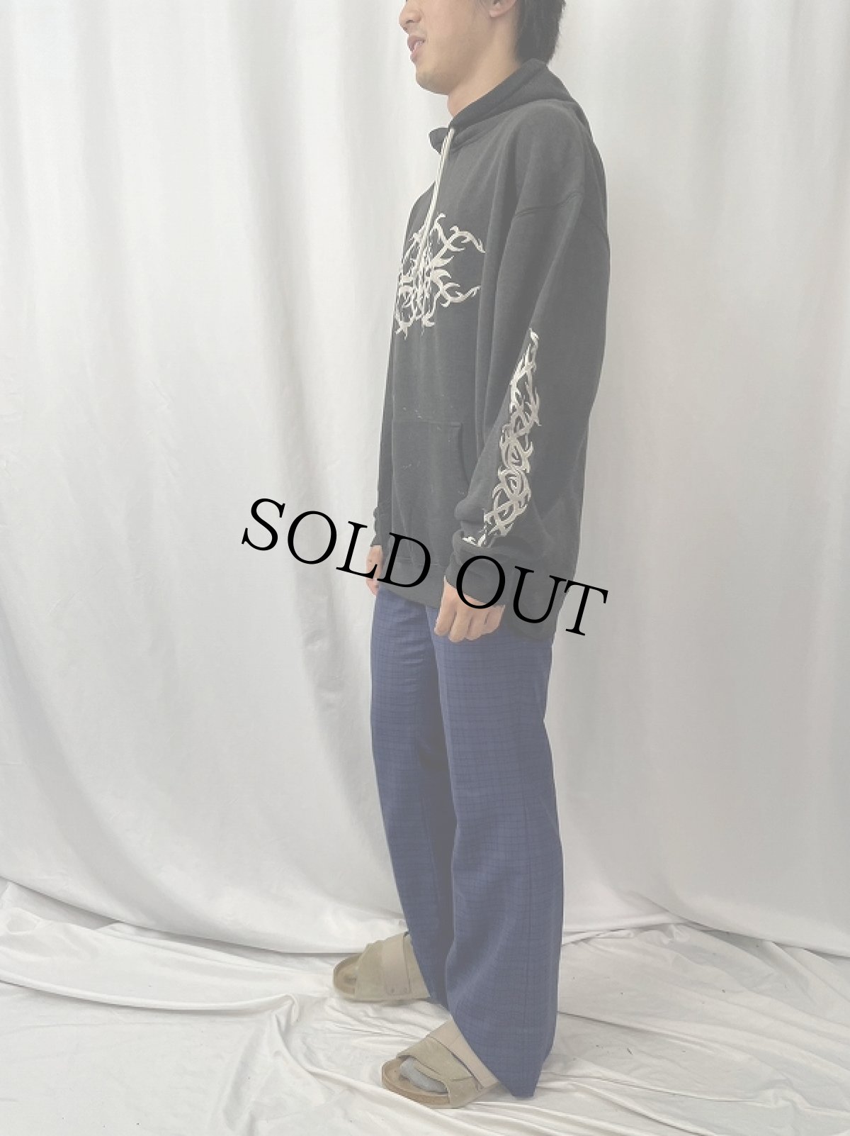 画像3: Sapphire Lounge トライバル刺繍 スウェットフーディー BLACK XXL (3)