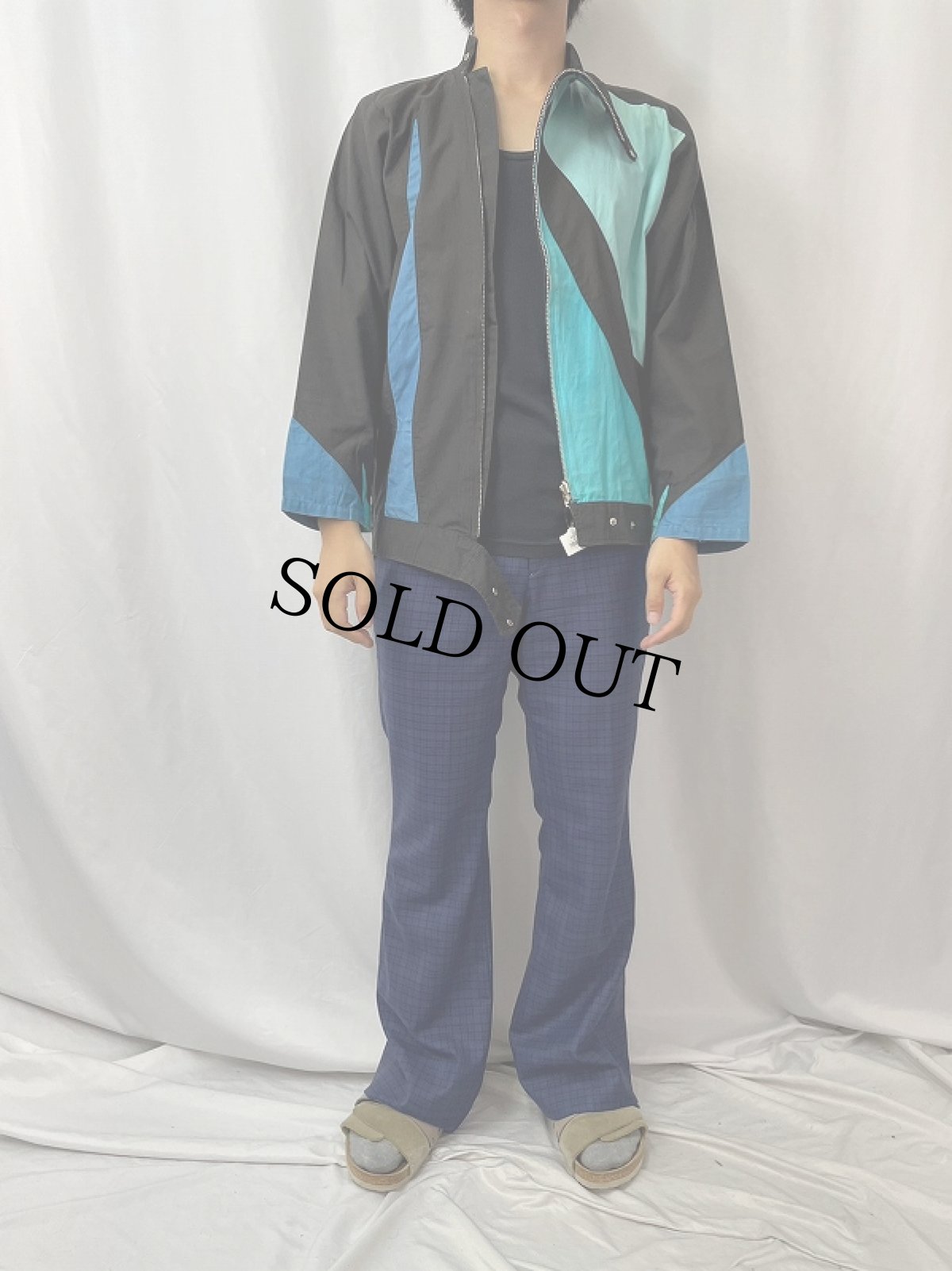 画像2: 〜80's 切り替えデザイン 斜めジップ ライダースジャケット (2)