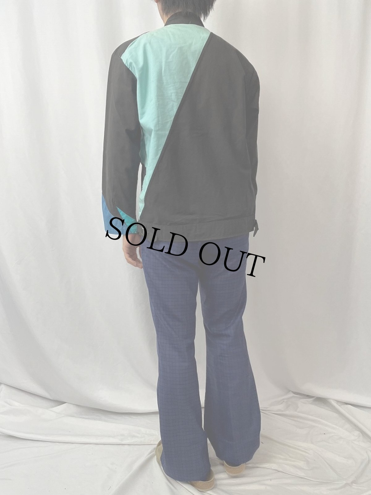 画像4: 〜80's 切り替えデザイン 斜めジップ ライダースジャケット (4)