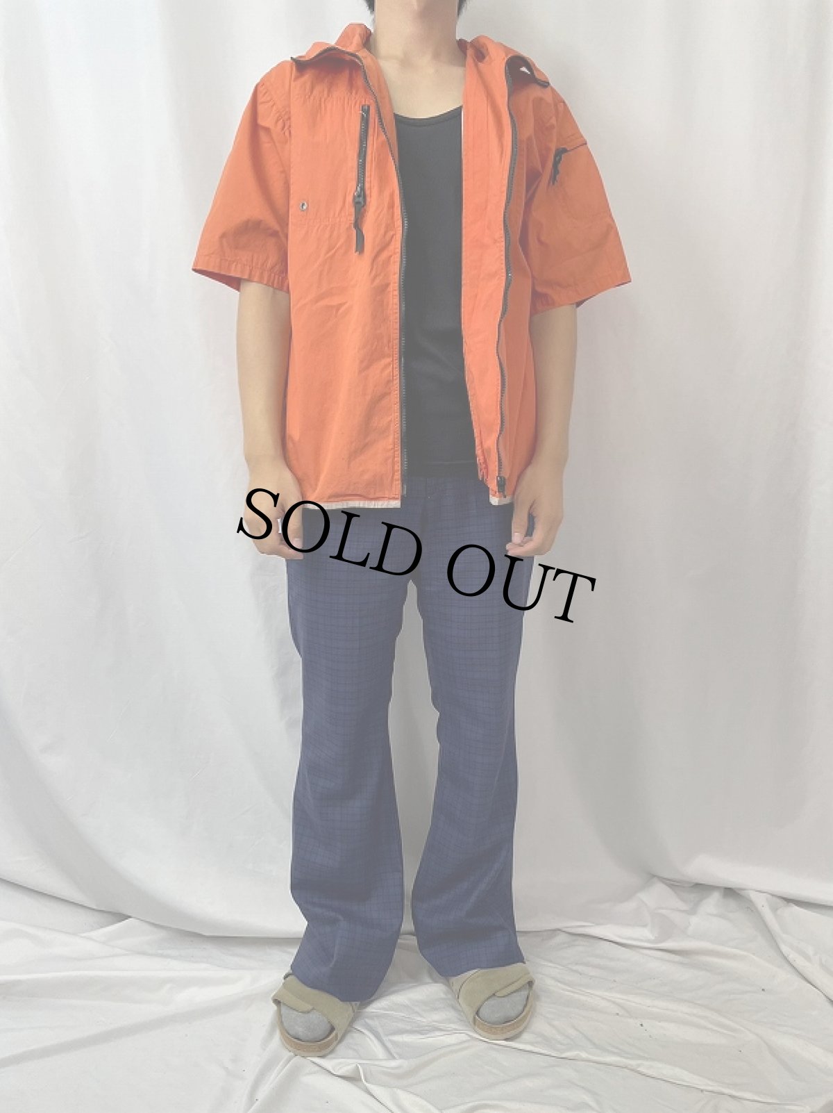 画像2: 90's PenField 半袖 コットンジップパーカー M (2)