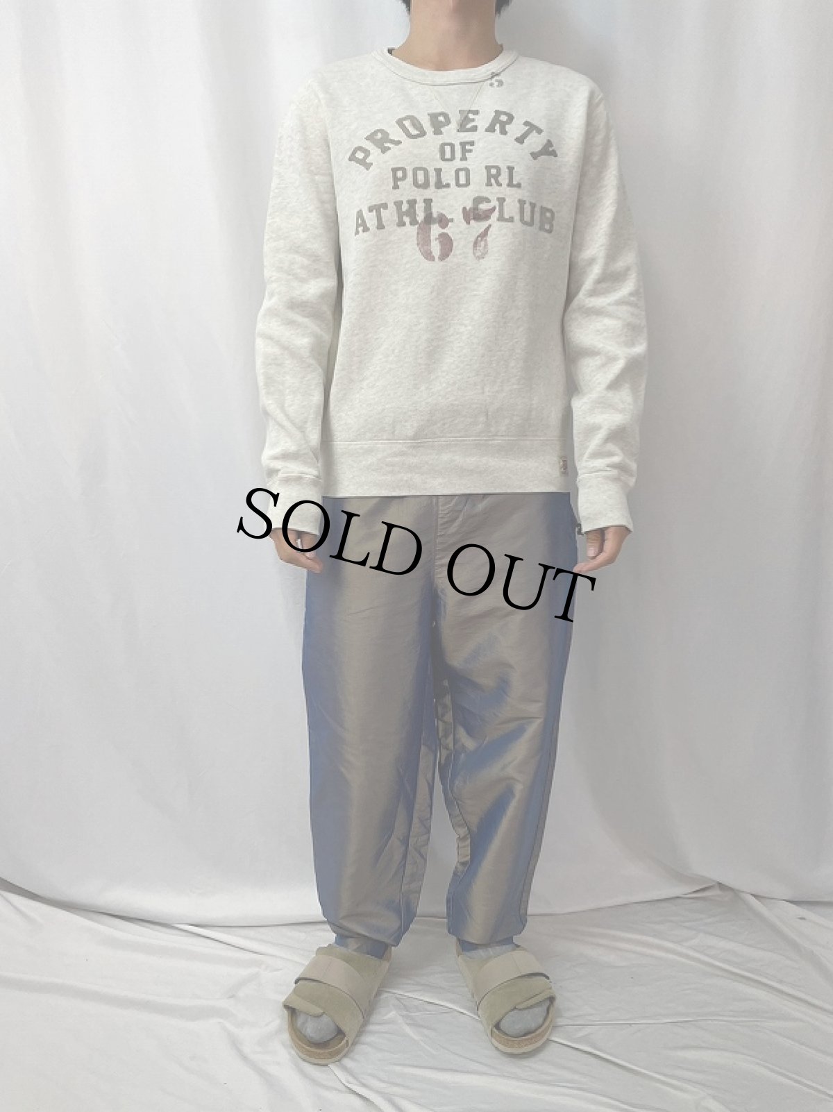 画像2: POLO Ralph Lauren "PROPERTY OF POLO RL ATHL CLUB 67" ステンシル風プリントスウェット M (2)