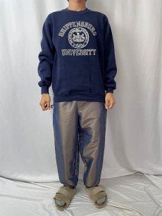 画像2: 90's JANSPORT USA製 "SHIPPENSBURC UNIVERSITY" フロッキープリントスウェット L (2)