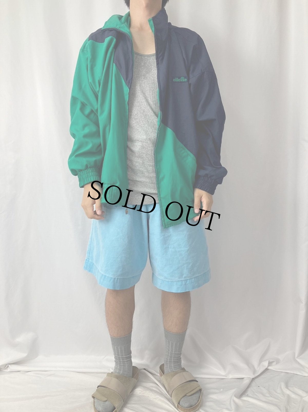 画像2: 90's ellesse ロゴ刺繍 2トーン切り替えジャケット SIZE44 (2)