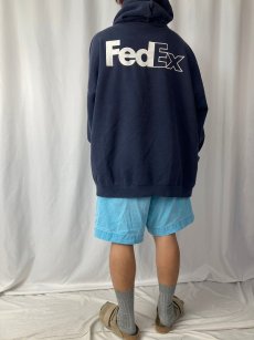 画像5: 90's FedEx 企業ロゴプリントスウェットフーディー 5XL (5)