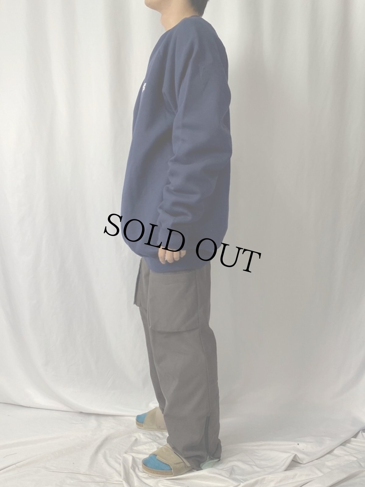 画像4: 90's DISCUS USA製 "FEDERAL EXPRESS" ロゴプリント ラグランスウェット NAVY XLT (4)