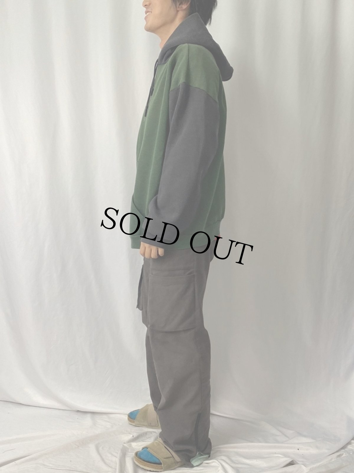 画像3: 90's DISCUS USA製 ツートンスウェットフーディー 2XL (3)