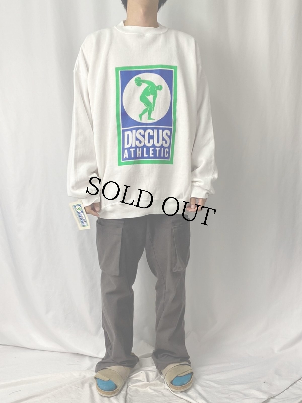 画像2: 90's DISCUS USA製 ロゴプリントスウェット 2XL タグ付き未使用 (2)